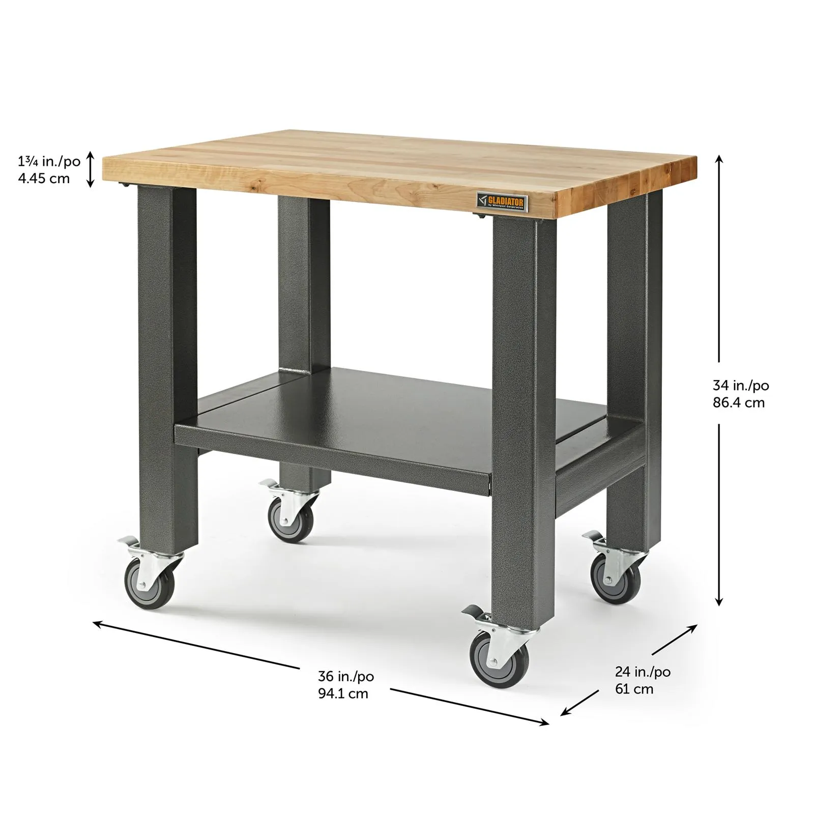 Gladiator Hammered Granite 3' Wide Mobile Workstation - GAMW36HWEG
