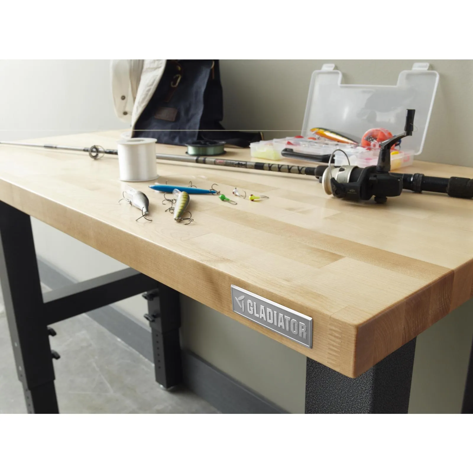 Gladiator Hammered Granite 4' Adjustable Height Hardwood Workbench - GAWB04HWEG