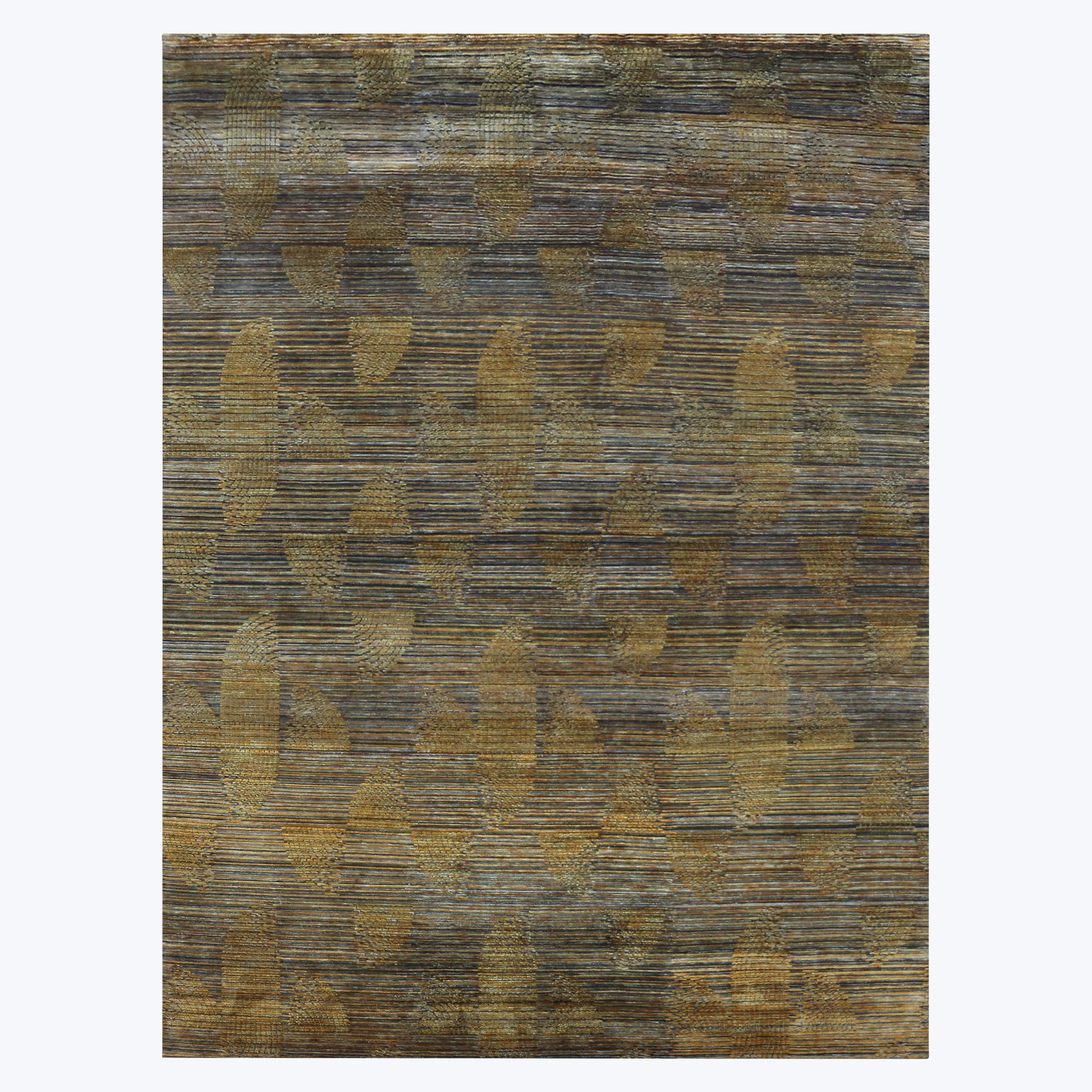 Gold Nu Vibrant Tibetan Contemporary Silk Rug - 9' x 12'