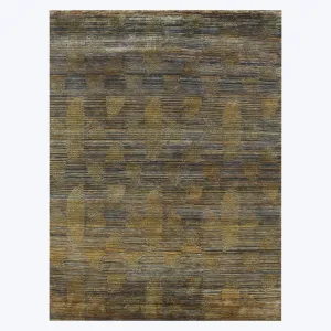 Gold Nu Vibrant Tibetan Contemporary Silk Rug - 9' x 12'