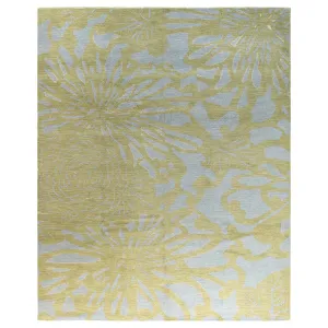 Green Contemporary Wool Silk Blend Rug - 8' x 9'8"