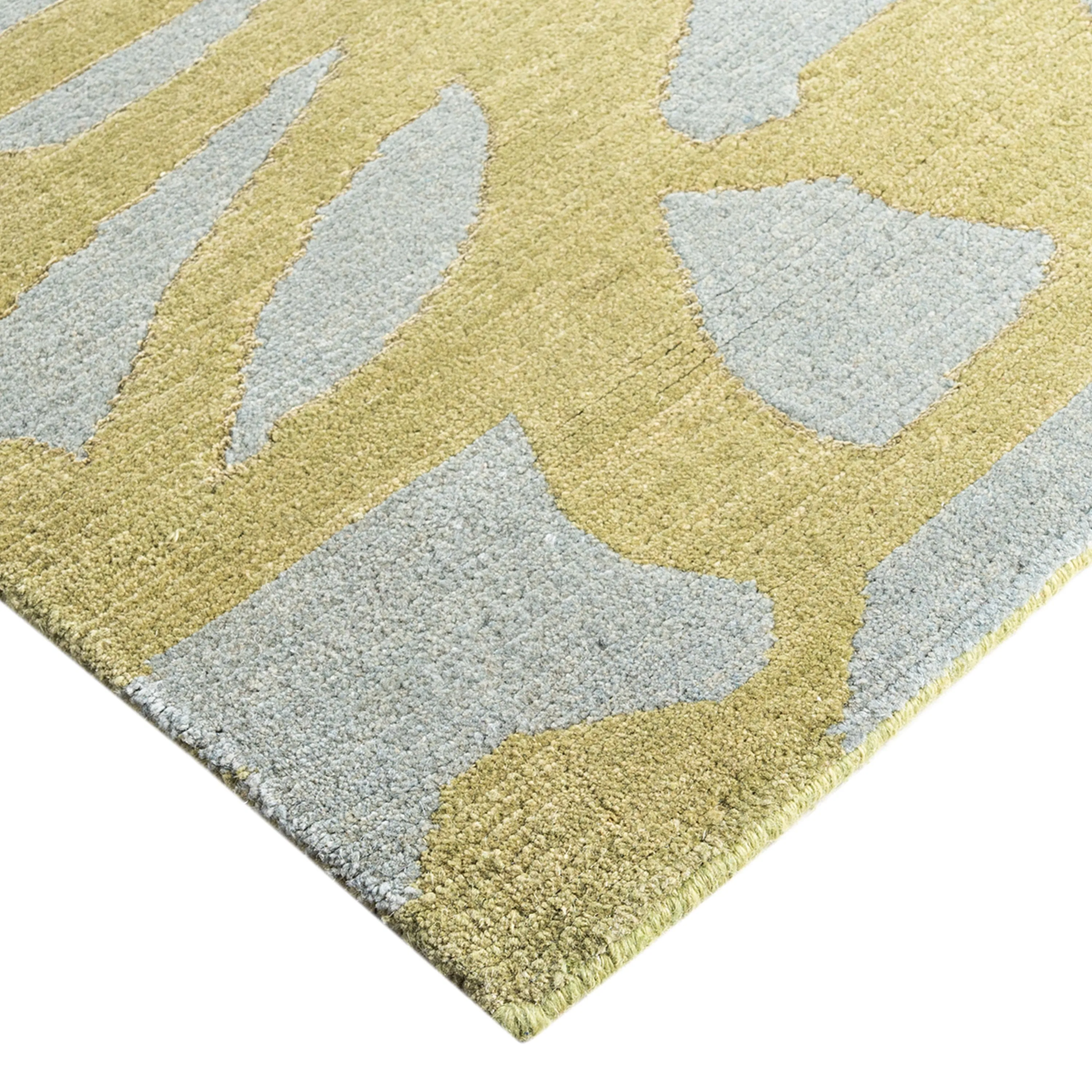 Green Contemporary Wool Silk Blend Rug - 8' x 9'8"