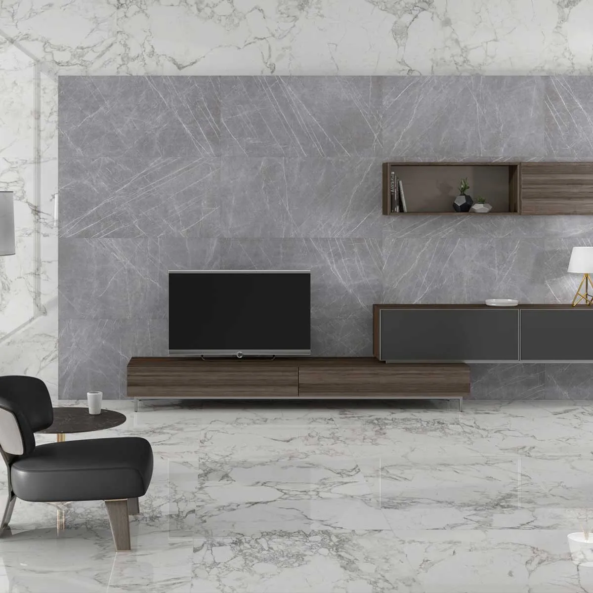 Greystone Smoke Stone Effect Porcelain Tile 60x120cm Polished