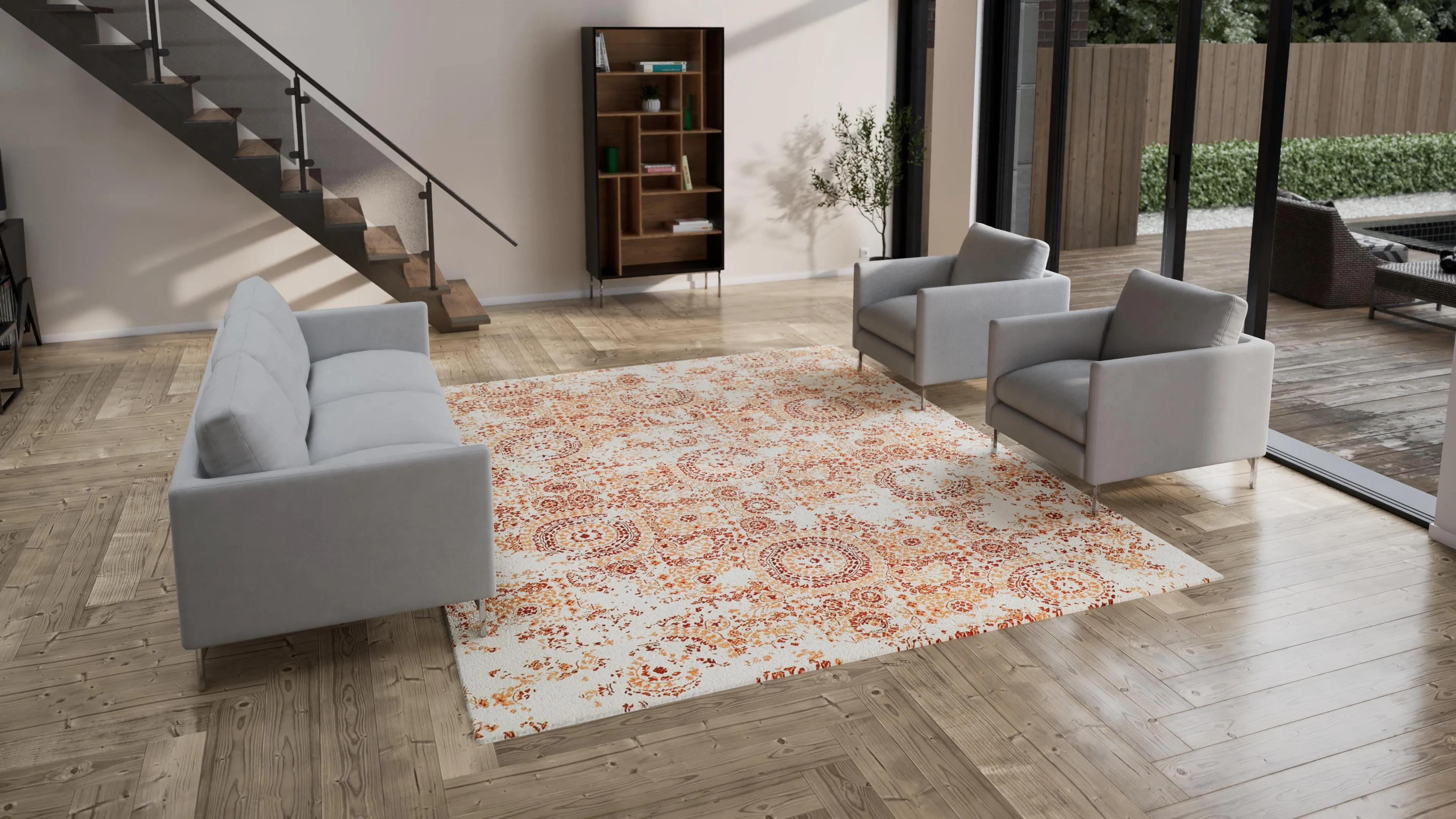 Ivory Transitional Wool Rug - 9'2" x 11'10"