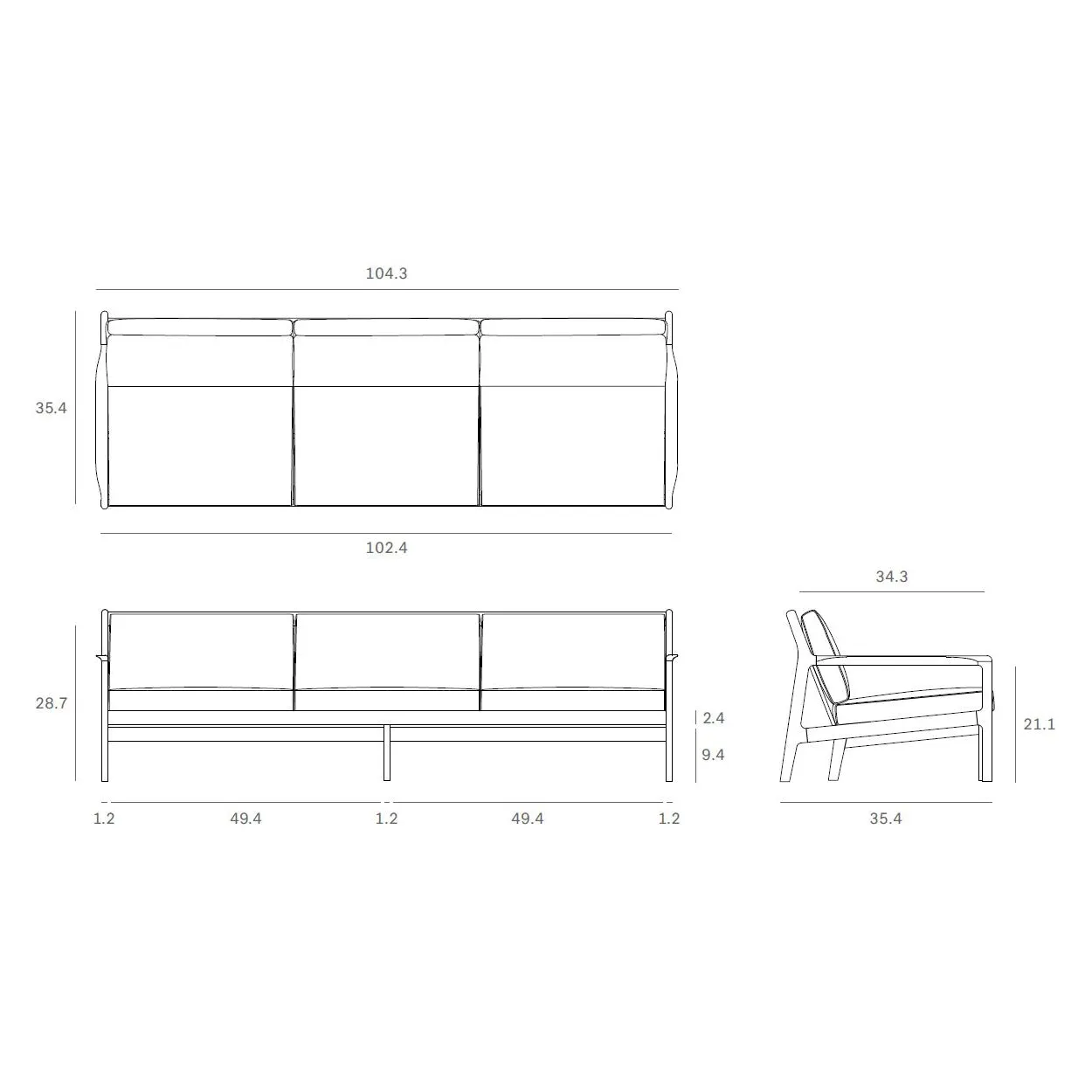 Jack Outdoor 3 Seater Sofa