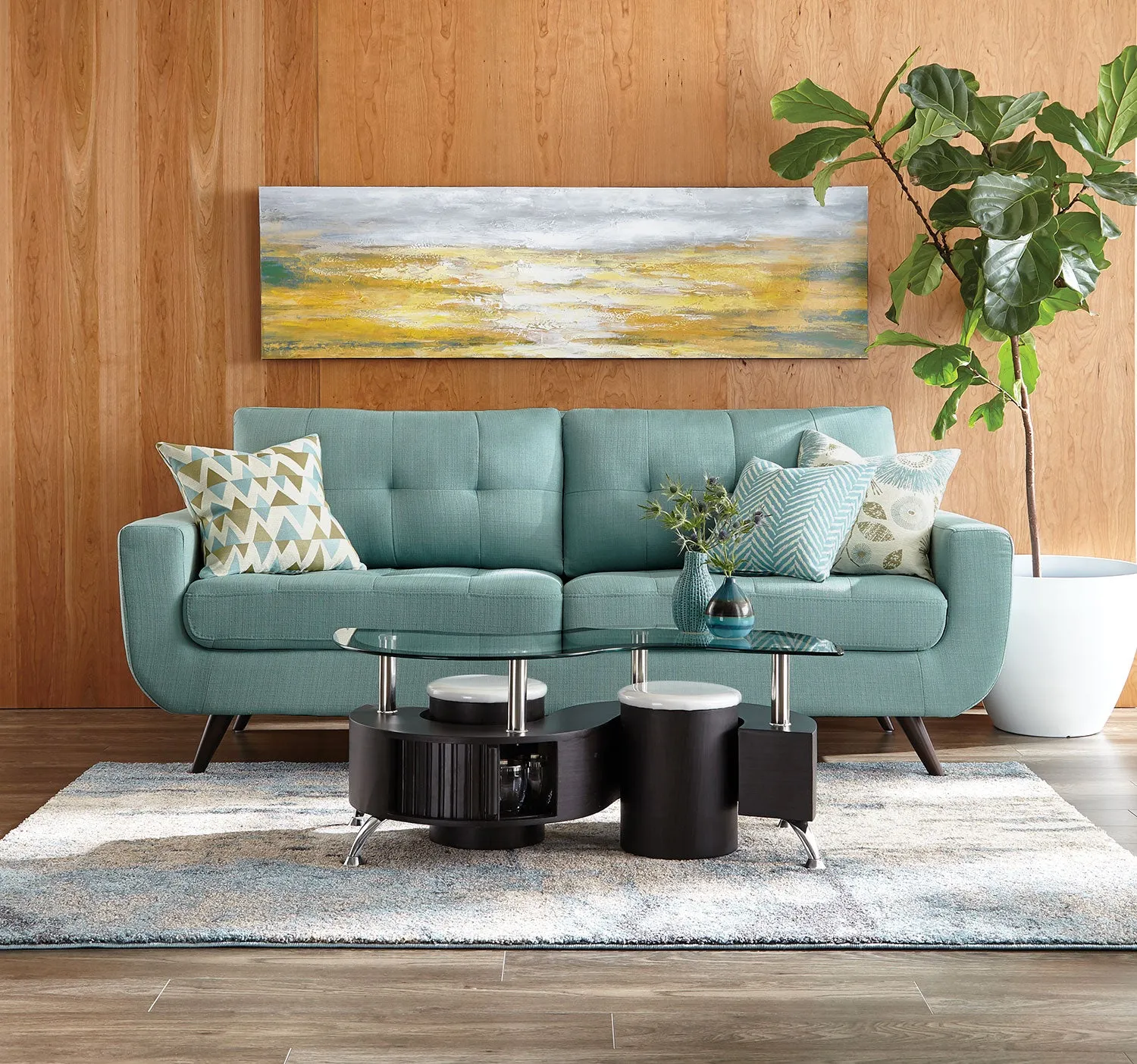 Julian Sofa and Loveseat Set - Teal