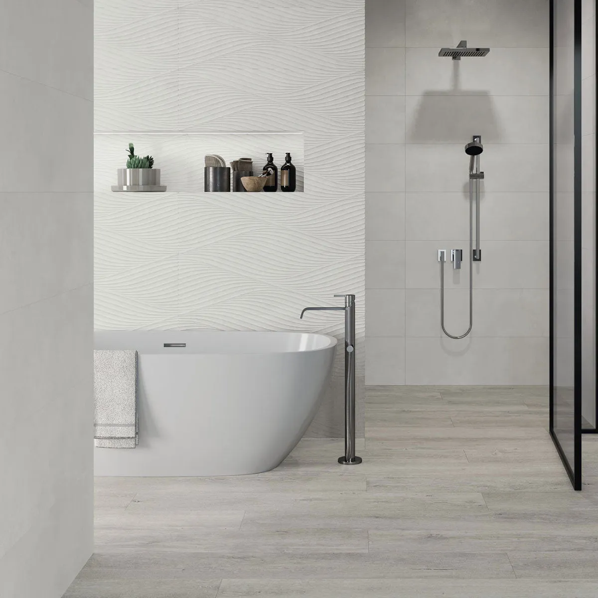 LENK Ash Wood-Effect Porcelain Tile 20x120cm Matt