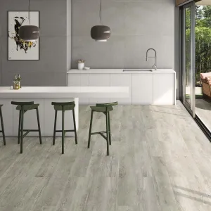 LENK Smoke Wood-Effect Porcelain Tile 20x120cm Matt