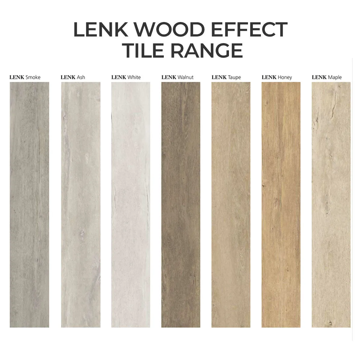 LENK Smoke Wood-Effect Porcelain Tile 20x120cm Matt