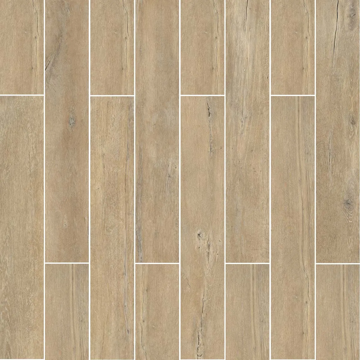 LENK Taupe Wood-Effect Porcelain Tile 20x120cm Matt