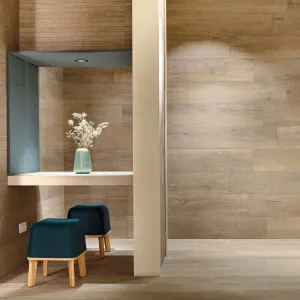LENK Taupe Wood-Effect Porcelain Tile 20x120cm Matt