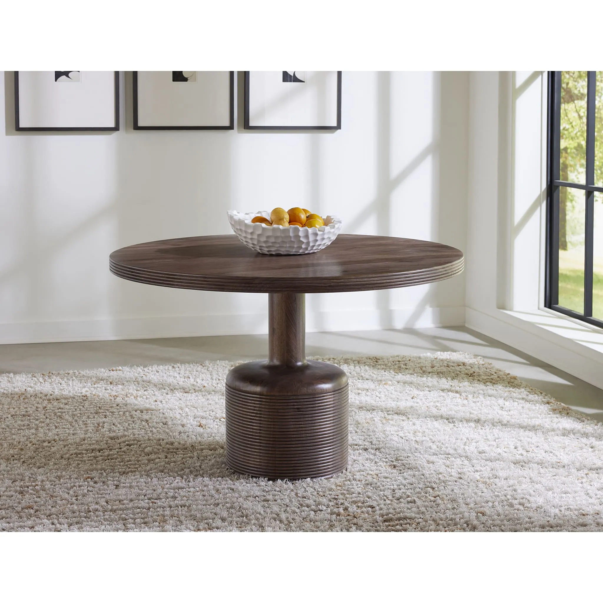 Liyana Solid Wood Round Dining Table in Natural Tan Modus