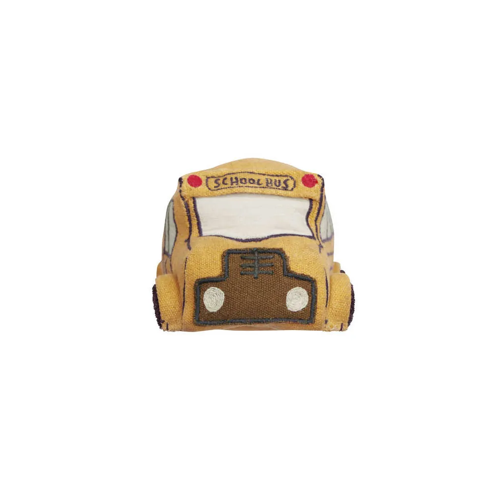 Lorena Canals Eco City Ride & Roll School Bus Machine Washable Soft Toy - 24x24x15cm
