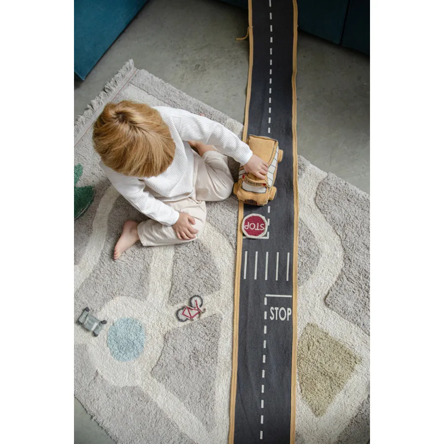 Lorena Canals Eco City Ride & Roll School Bus Machine Washable Soft Toy - 24x24x15cm