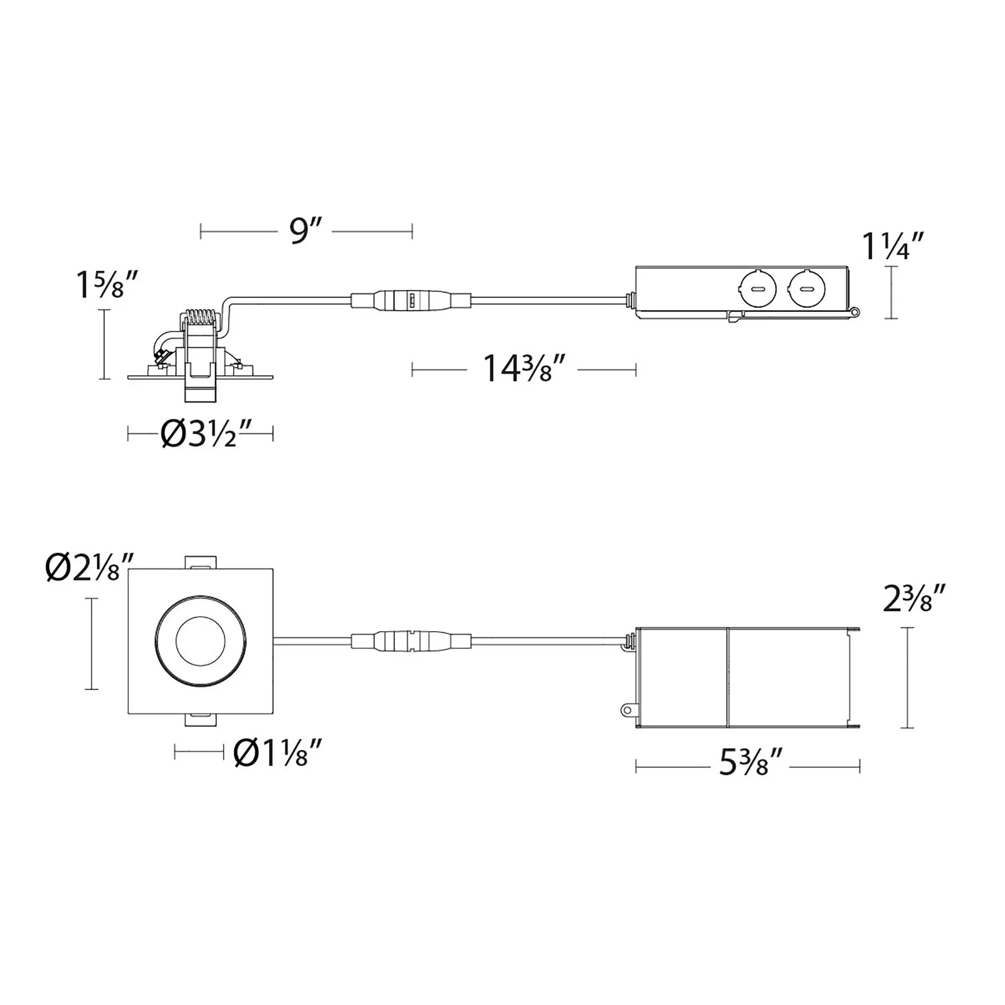 Lotos 2" LED 1-Light Square Adjustable Recessed Kit