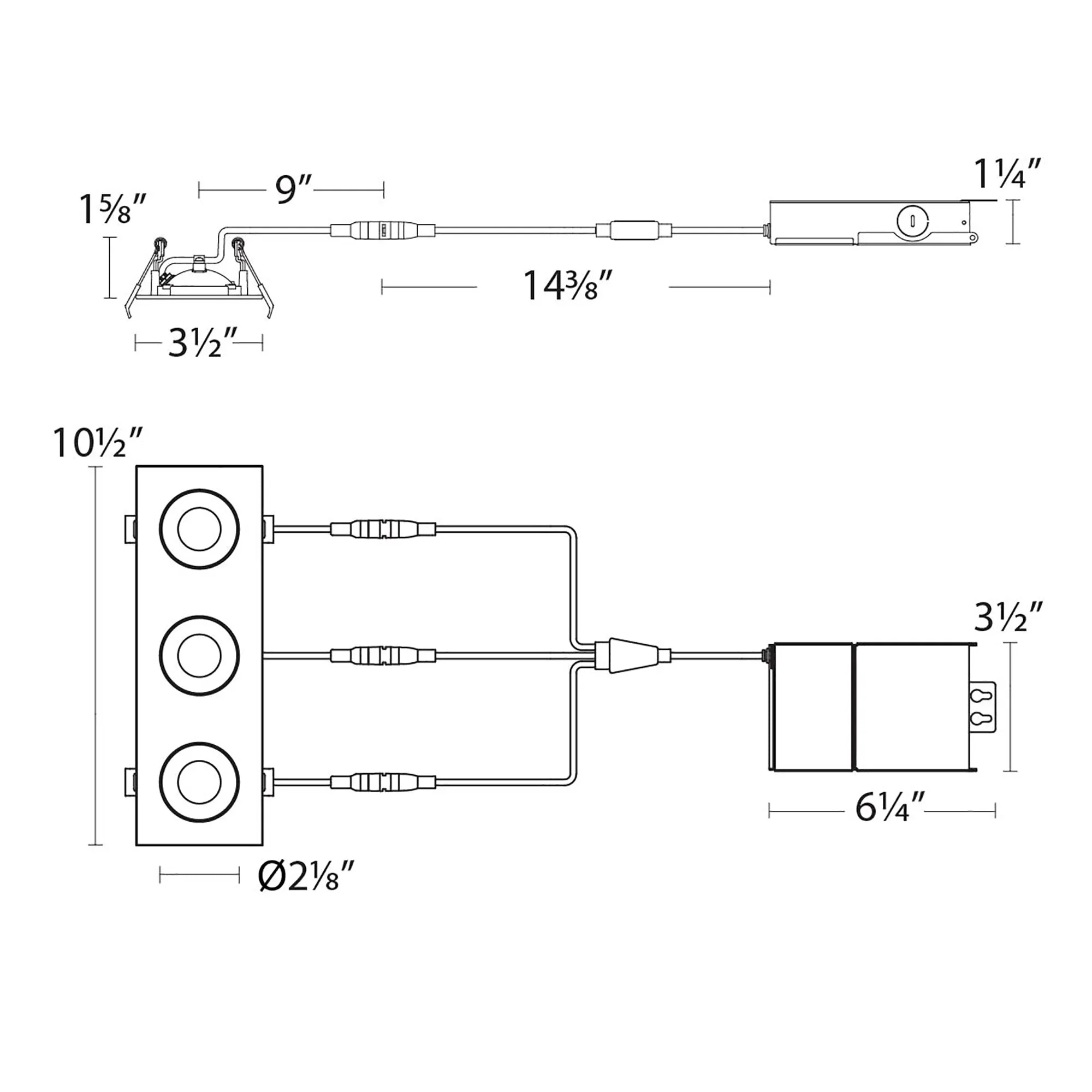Lotos 2" LED 3-Light Square Adjustable Recessed Kit