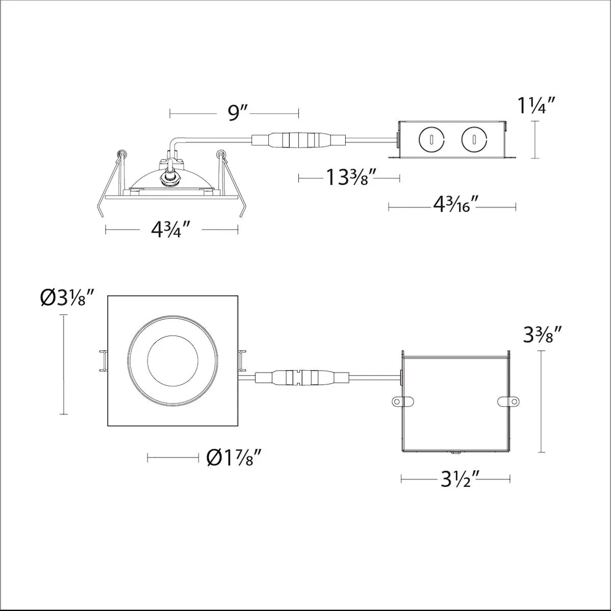 Lotos 4" LED 5-CCT Square Adjustable Recessed Kit