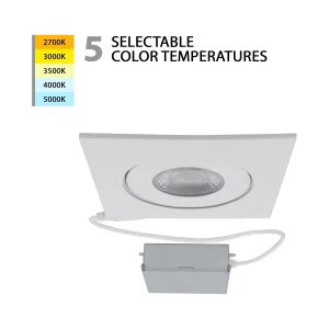 Lotos 4" LED 5-CCT Square Adjustable Recessed Kit