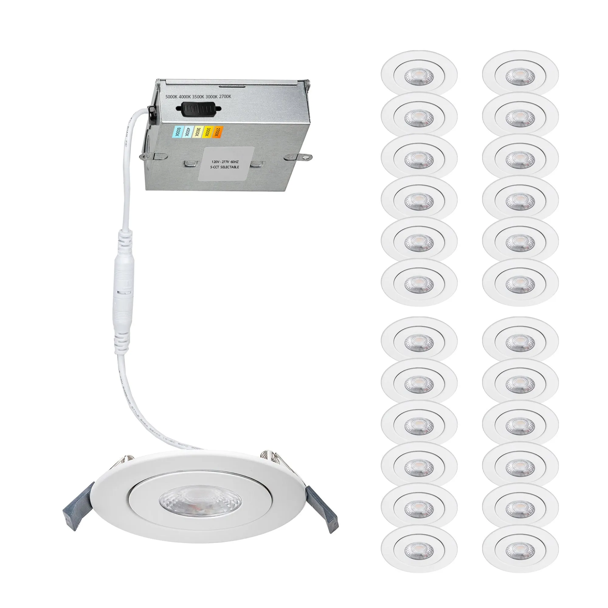 Lotos 4" LED Round Adjustable 5-CCT Selectable Recessed Kit (Pack of 24)