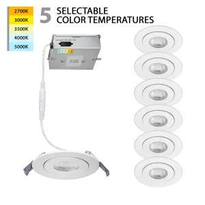 Lotos 4" LED Round Adjustable 5-CCT Selectable Recessed Kit (Pack of 6)