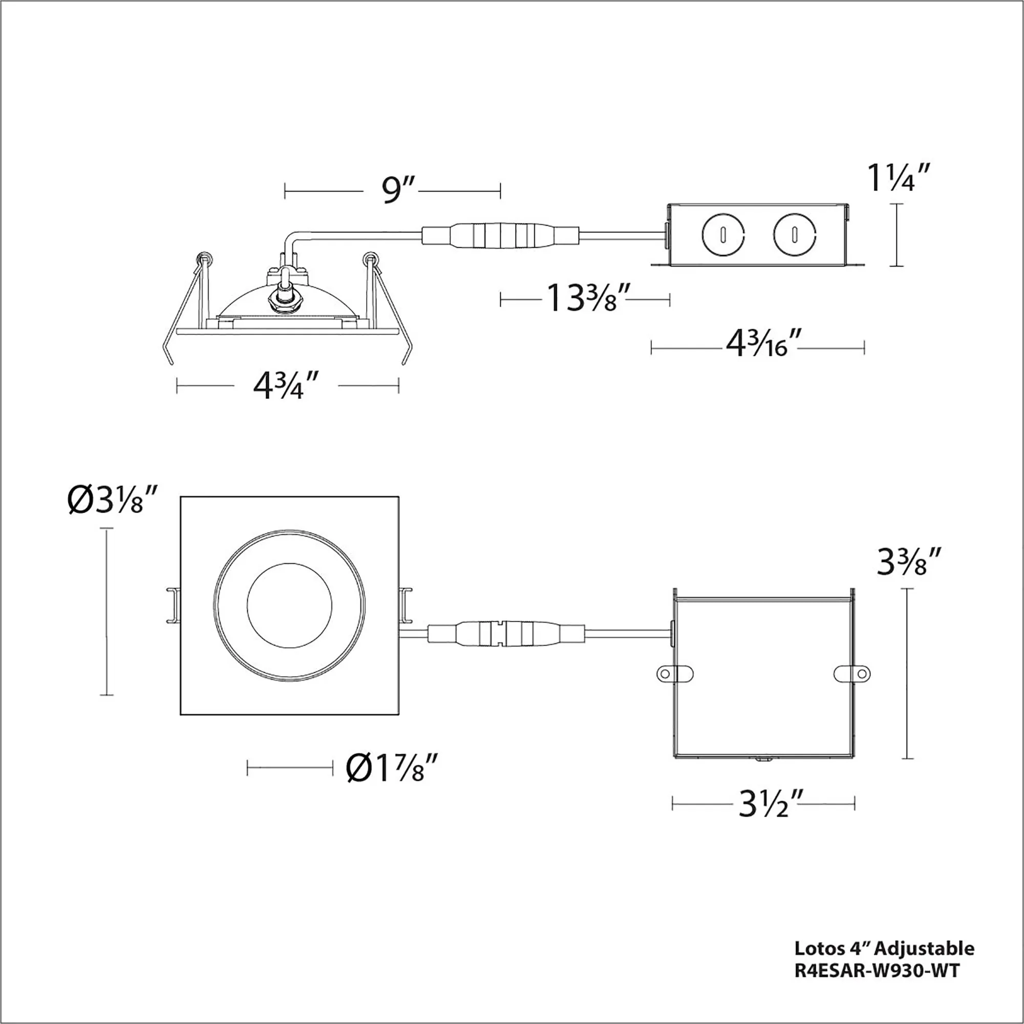 Lotos 4" LED Square Adjustable Recessed Kit (Pack of 24)