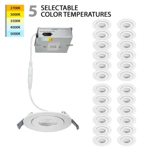 Lotos 6" LED Round Adjustable 5-CCT Selectable Recessed Kit (Pack of 24)