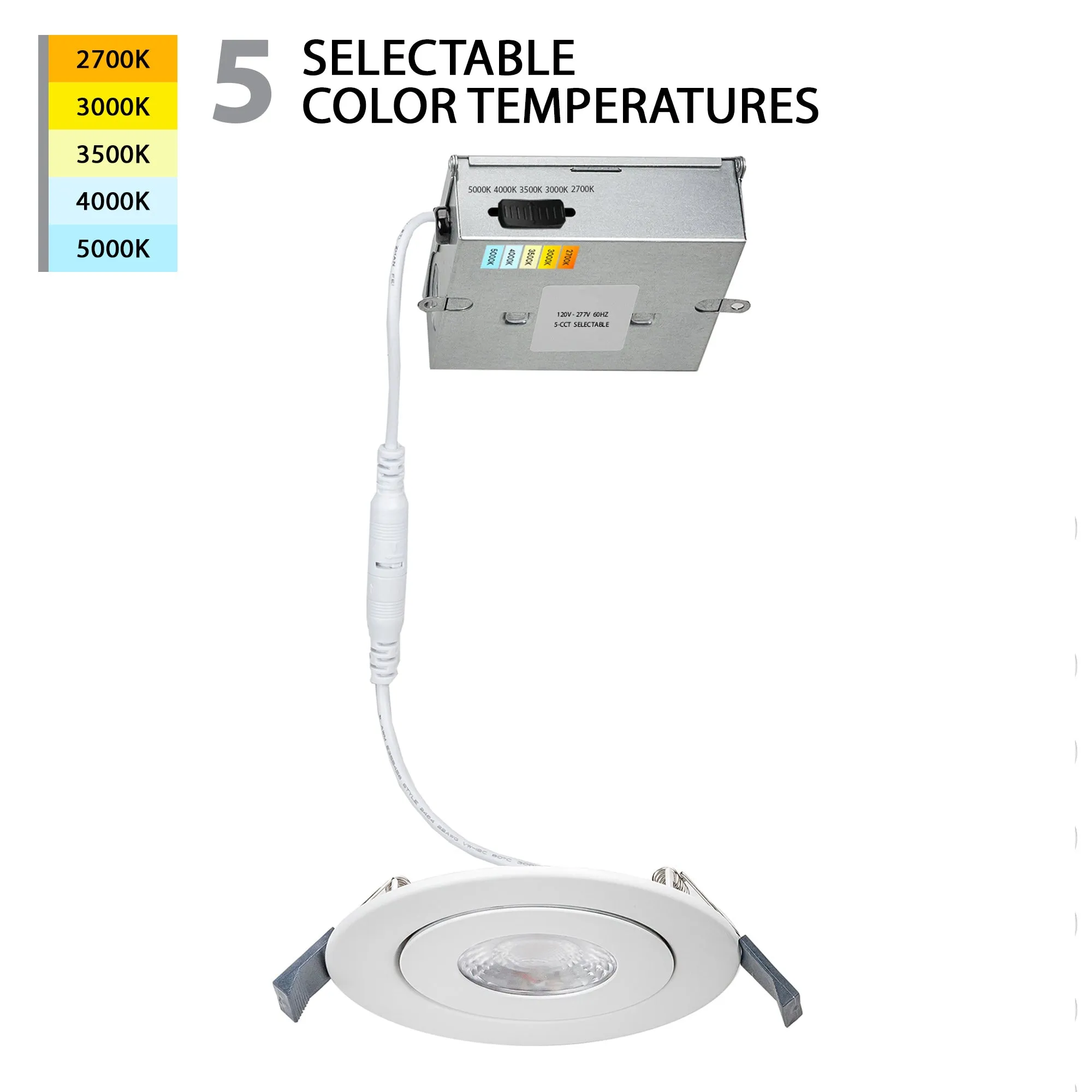 Lotos 6" LED Round Adjustable 5-CCT Selectable Recessed Kit (Pack of 6)