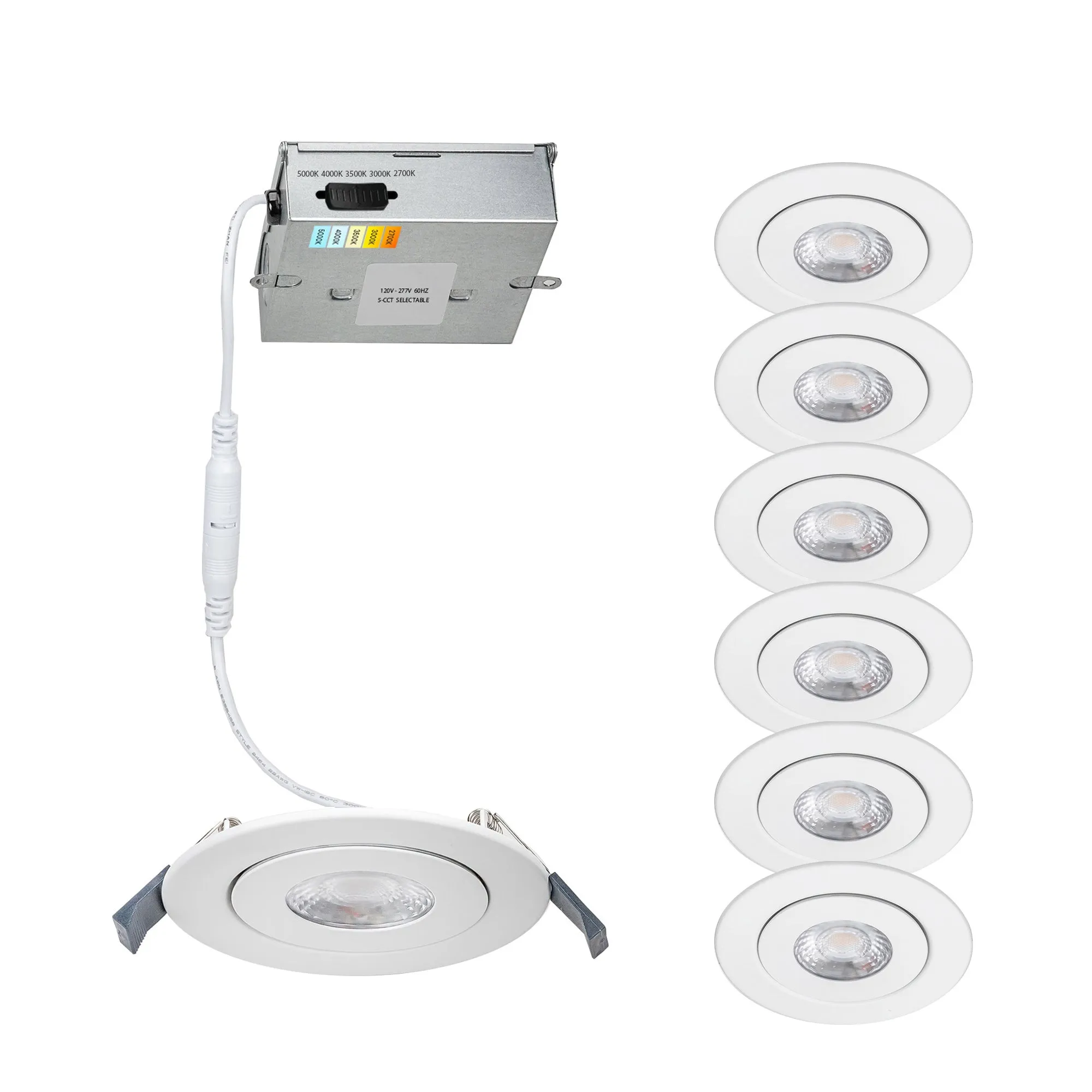 Lotos 6" LED Round Adjustable 5-CCT Selectable Recessed Kit (Pack of 6)