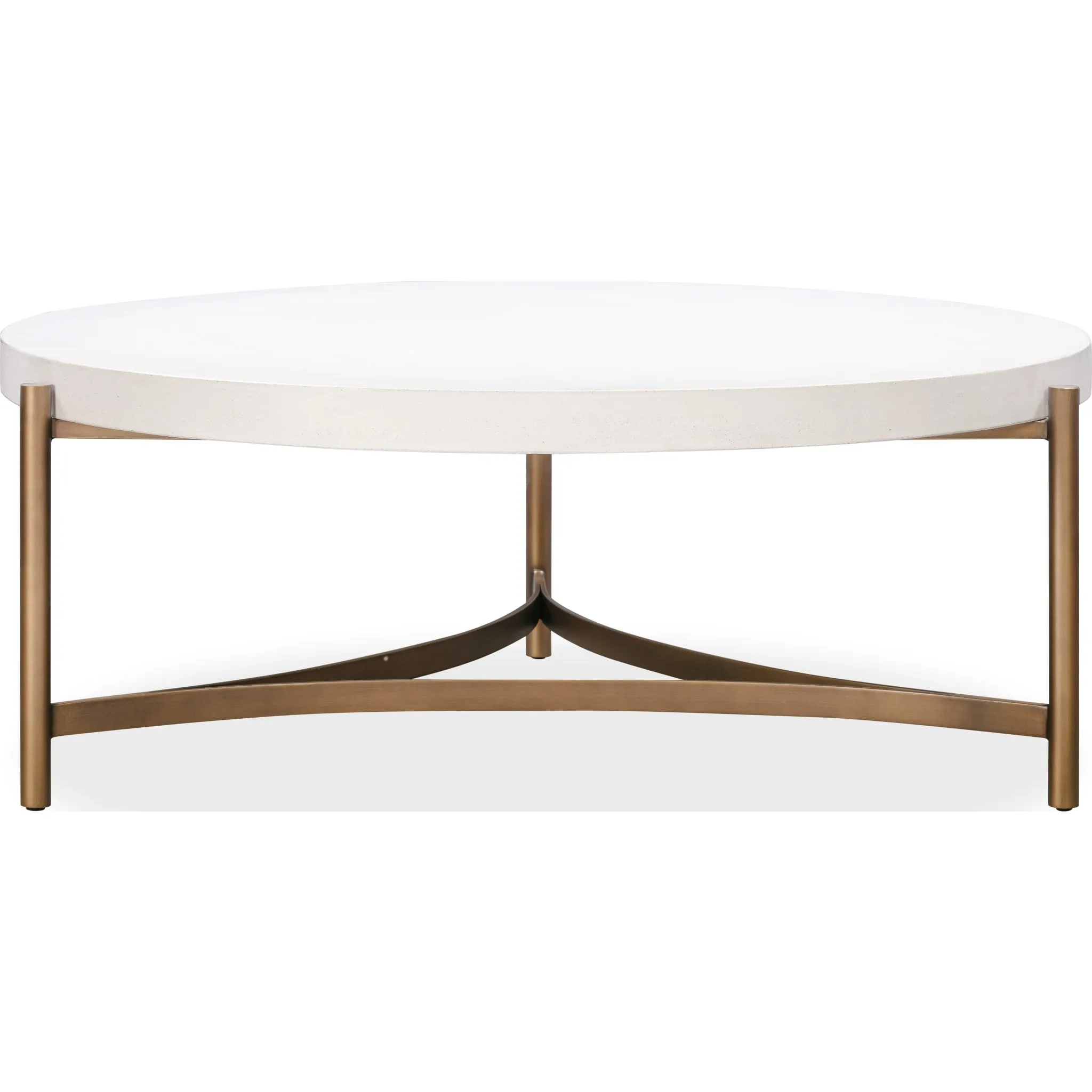 Lyon Round White Concrete and Metal Coffee Table Modus