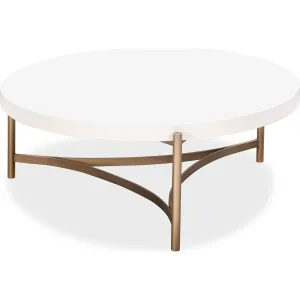 Lyon Round White Concrete and Metal Coffee Table Modus