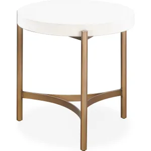 Lyon Round White Concrete and Metal Side Table Modus