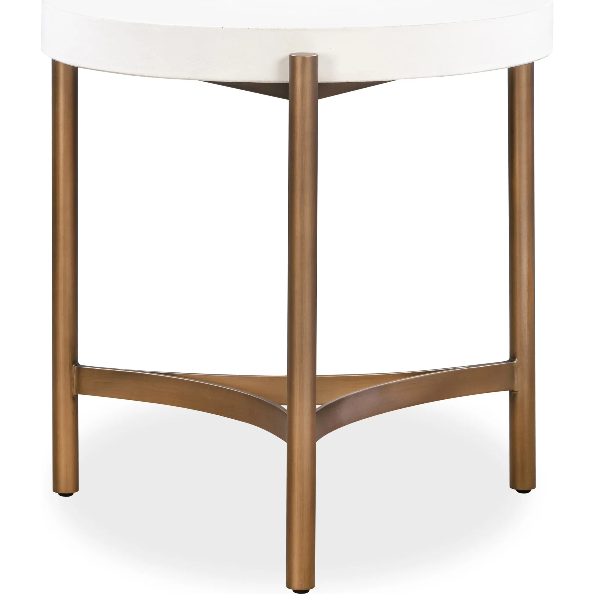 Lyon Round White Concrete and Metal Side Table Modus