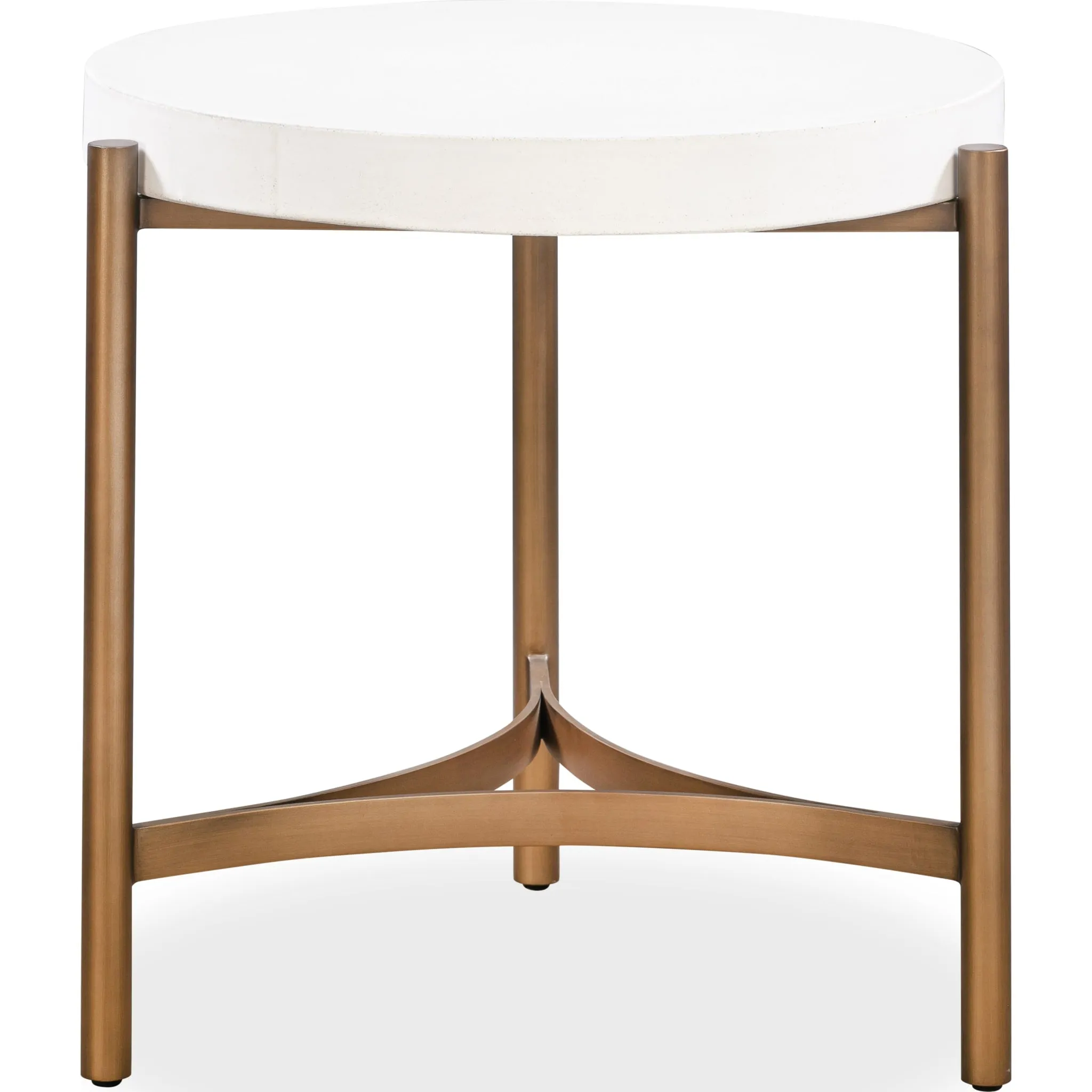 Lyon Round White Concrete and Metal Side Table Modus