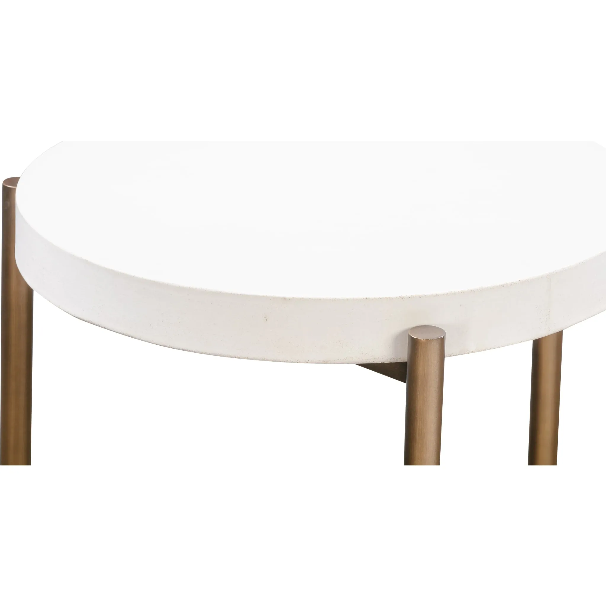 Lyon Round White Concrete and Metal Side Table Modus