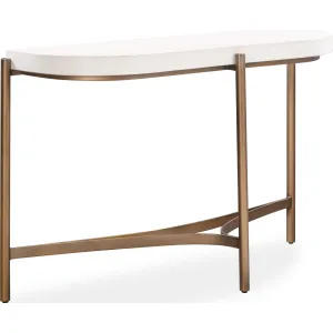 Lyon Semi-circular White Concrete and Metal Console Table Modus