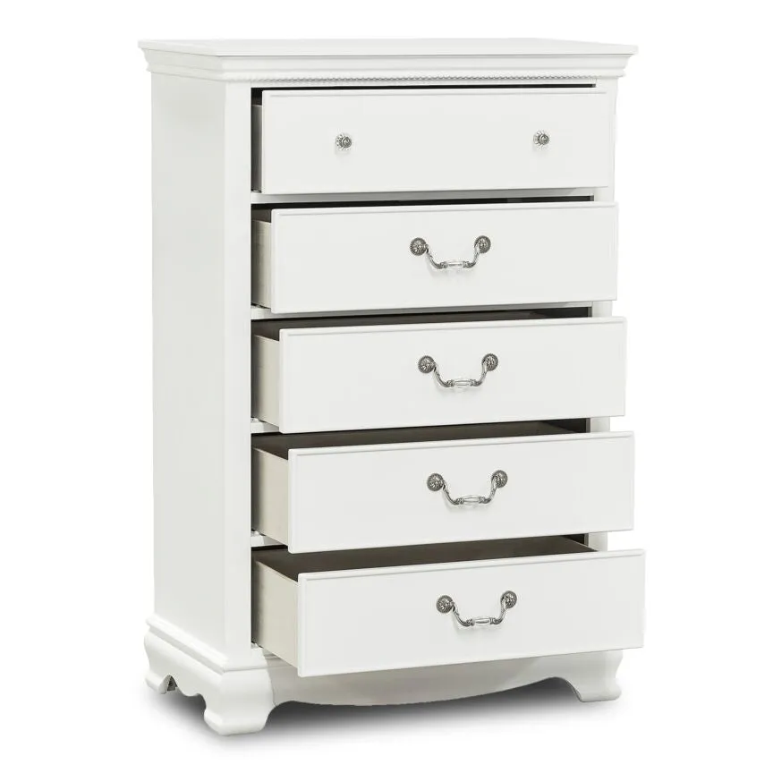 Melanie 5-Drawer Chest - White