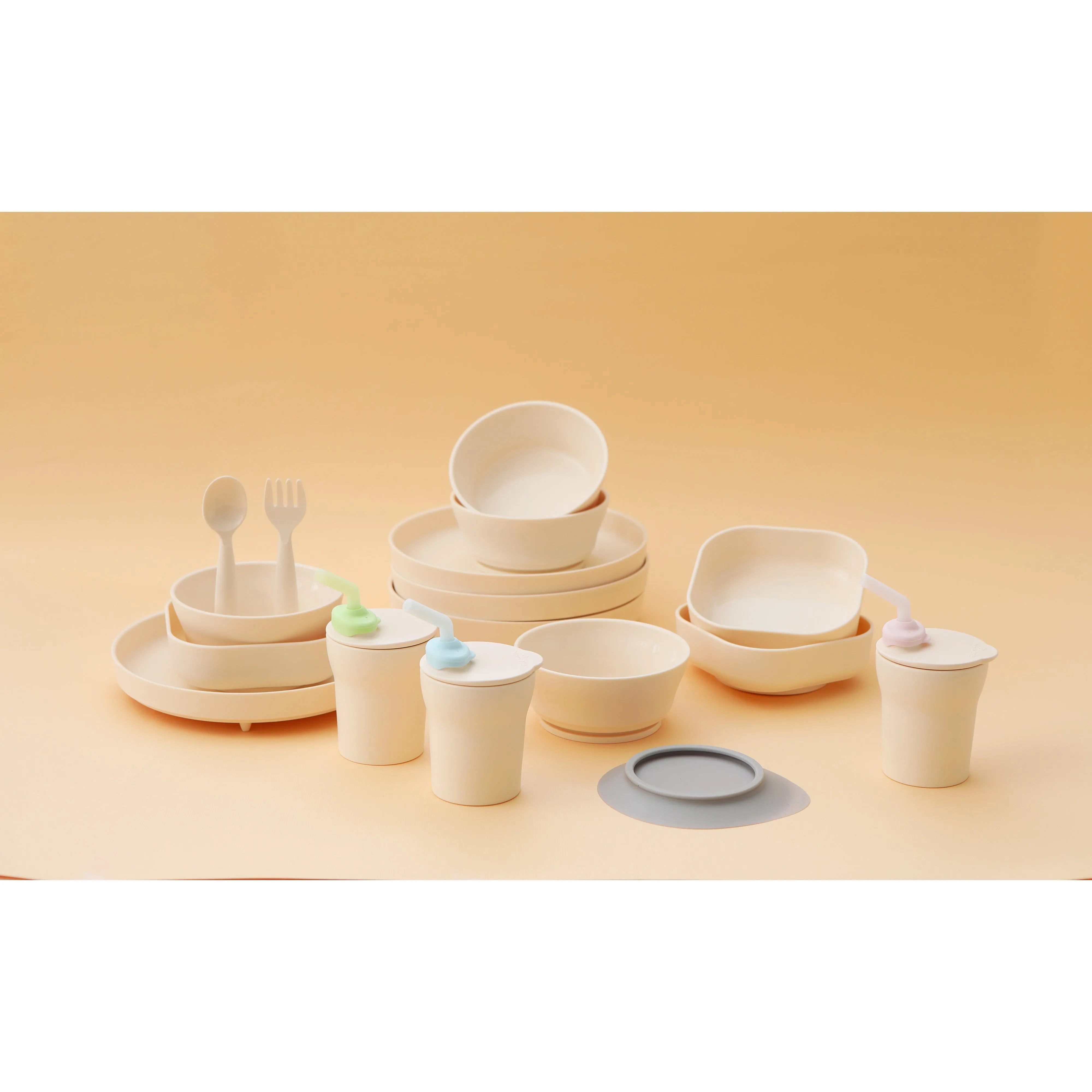 Miniware First Bite Set - PLA Cereal Suction Bowl   Silicone Spoon and Cover in Key Lime