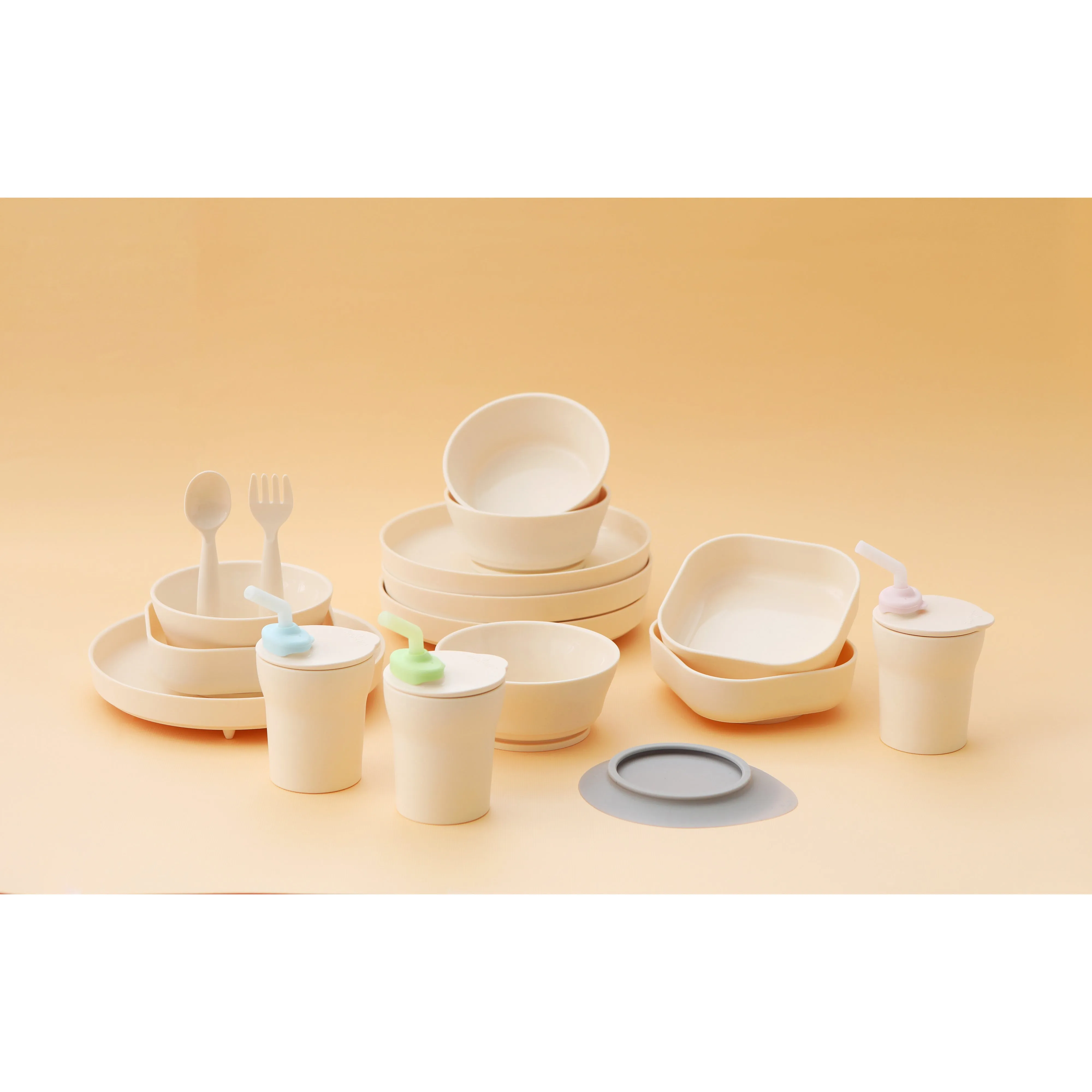 Miniware First Bite Set - PLA Cereal Suction Bowl   Silicone Spoon and Cover in Key Lime