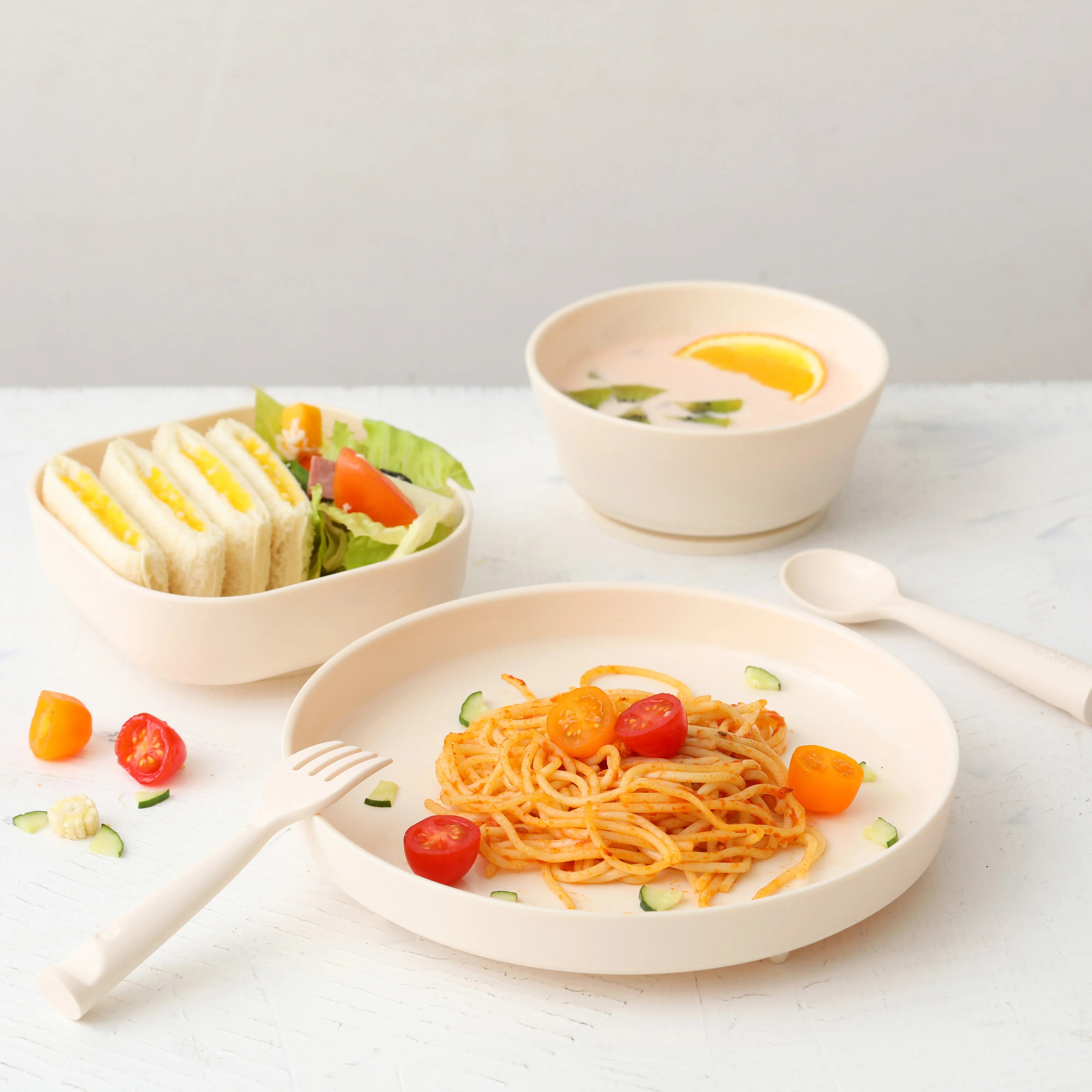 Miniware First Bite Set - PLA Cereal Suction Bowl   Silicone Spoon and Cover in Key Lime