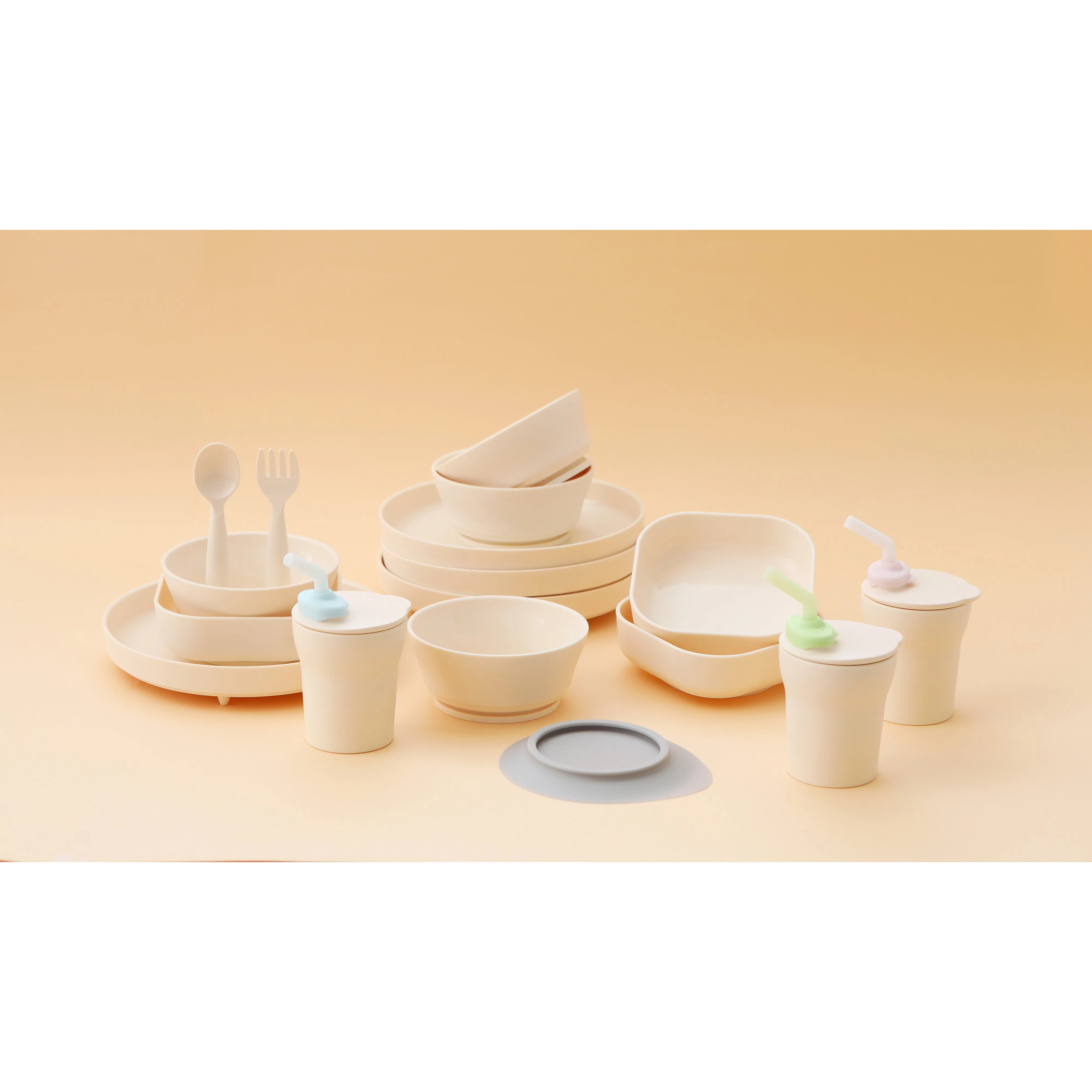 Miniware First Bite Set - PLA Cereal Suction Bowl   Silicone Spoon and Cover in Key Lime