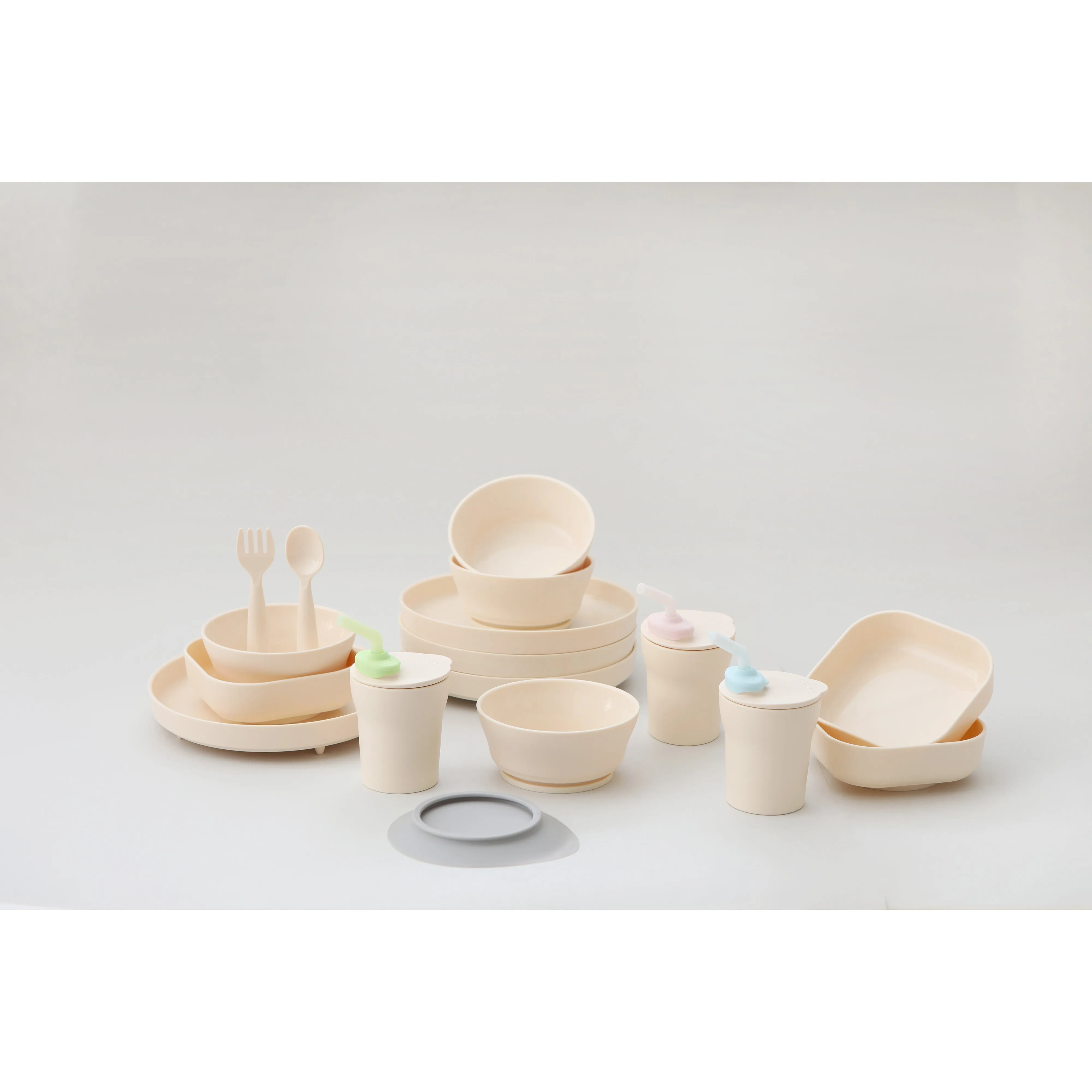 Miniware First Bite Set - PLA Cereal Suction Bowl   Silicone Spoon and Cover in Key Lime