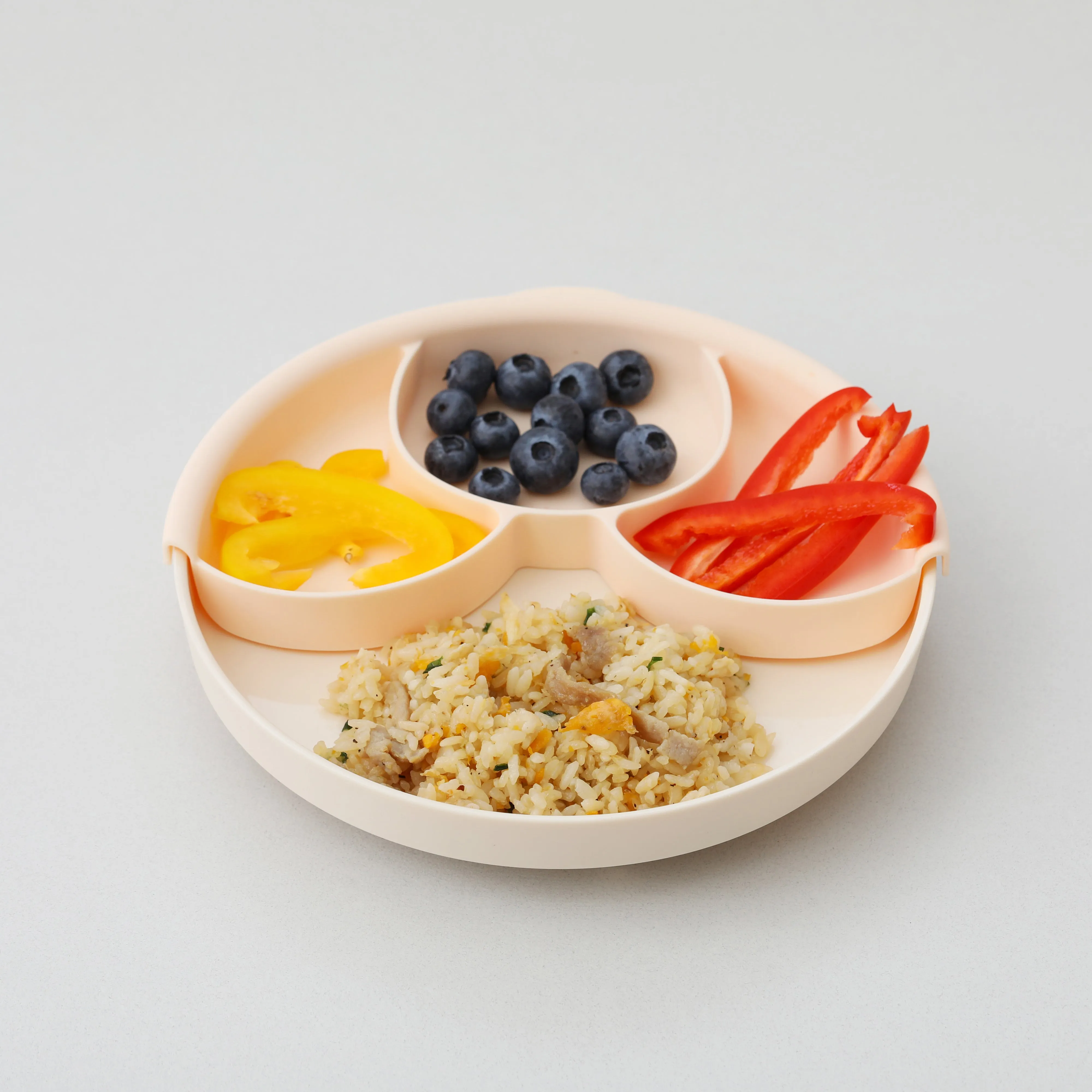 Miniware Healthy Meal Set - PLA Smart Divider Suction Plate in Vanilla   Silicone Divider in Aqua