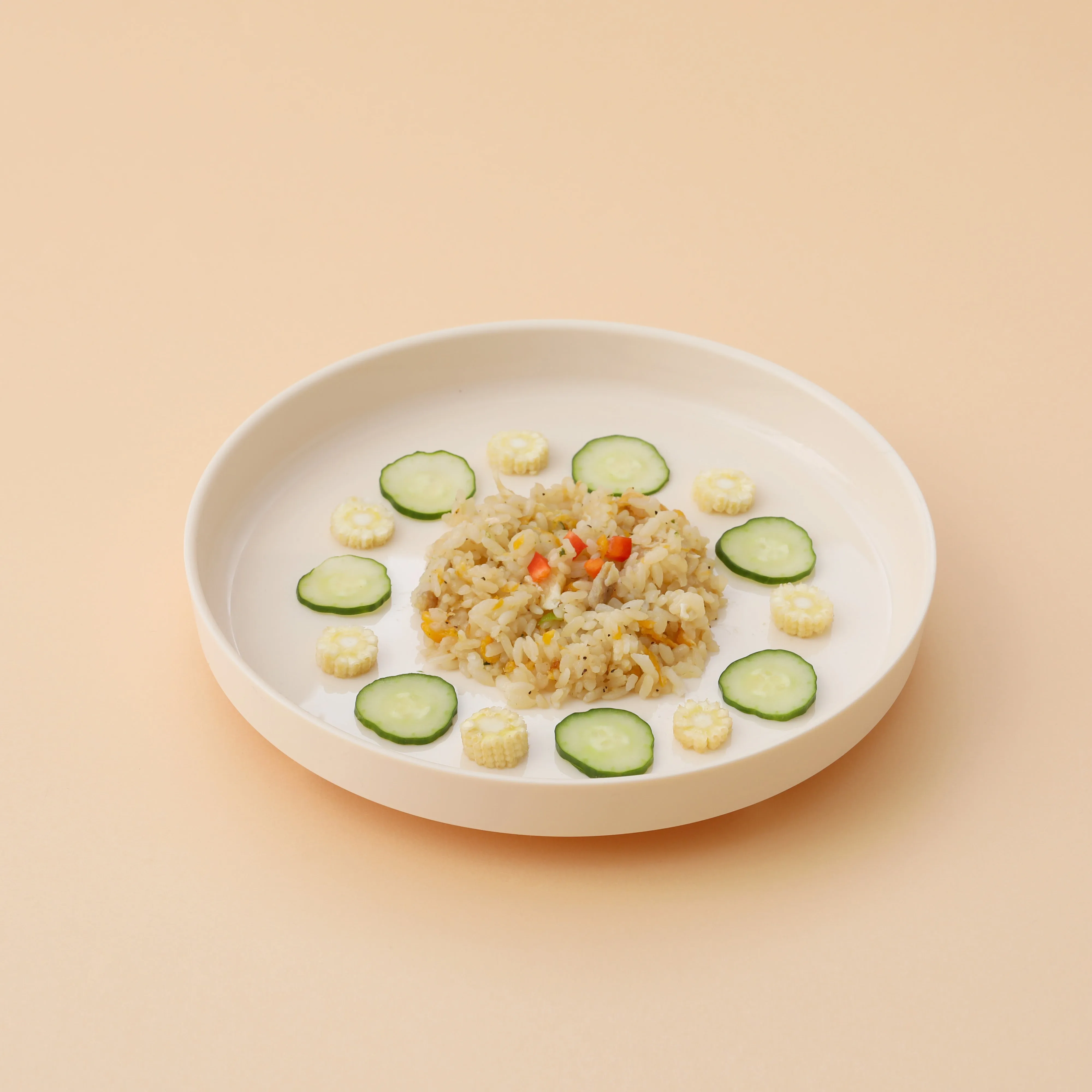 Miniware Healthy Meal Set - PLA Smart Divider Suction Plate in Vanilla   Silicone Divider in Aqua