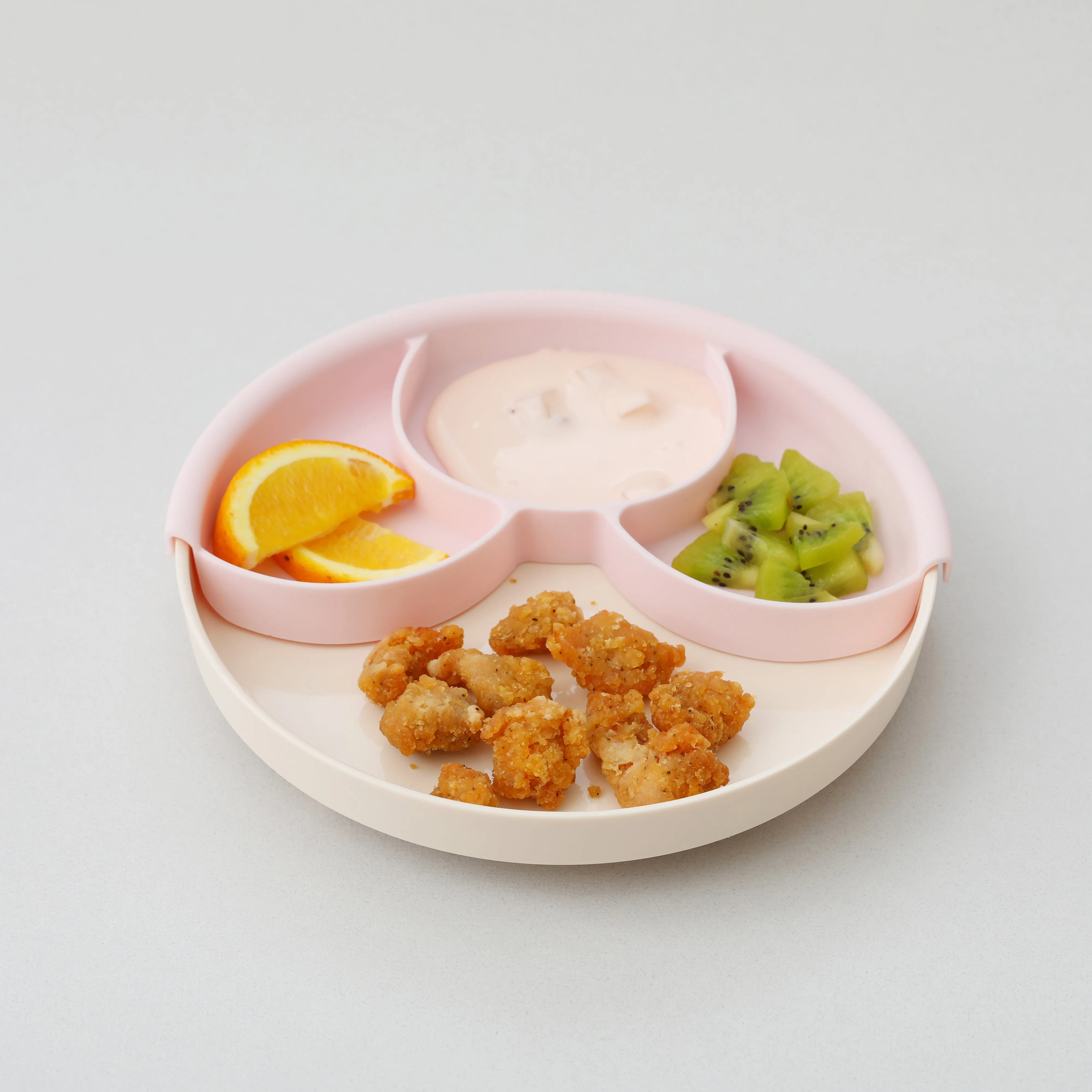 Miniware Healthy Meal Set - PLA Smart Divider Suction Plate in Vanilla   Silicone Divider in Lavender
