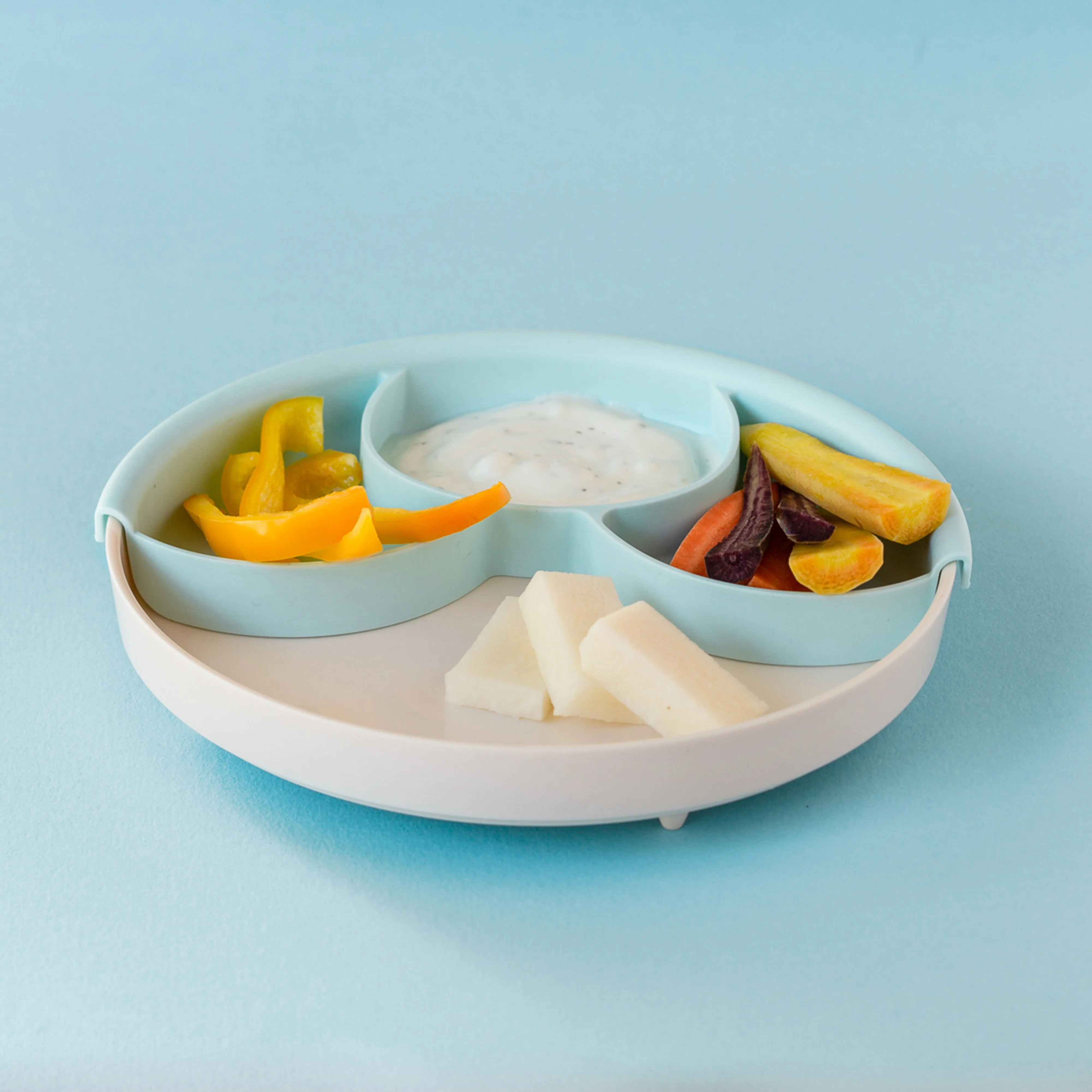 Miniware Healthy Meal Set - PLA Smart Divider Suction Plate in Vanilla   Silicone Divider in Lavender