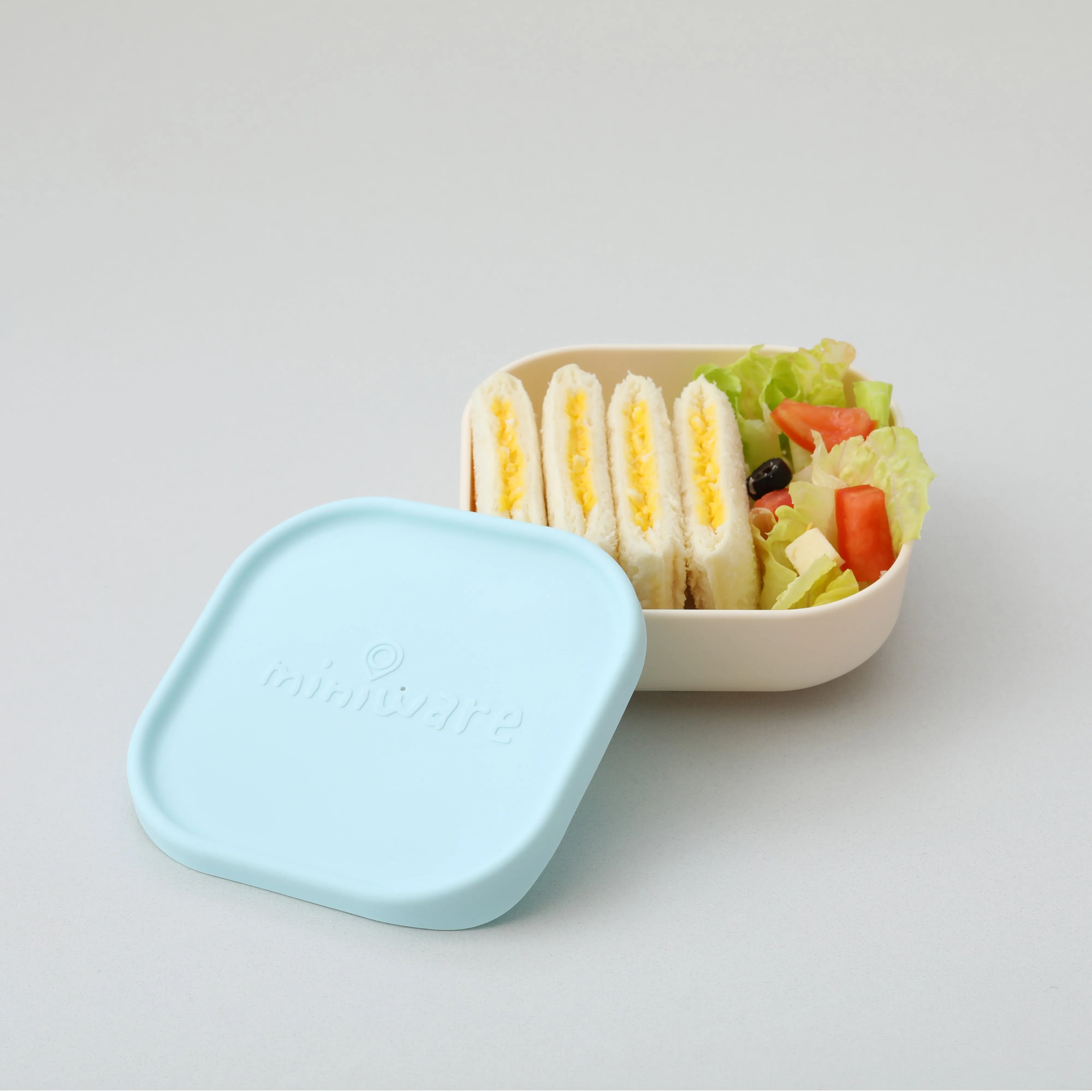 Miniware Snack Bowl Set - PLA Suction Bowl Vanilla   Silicone Cover in Aqua
