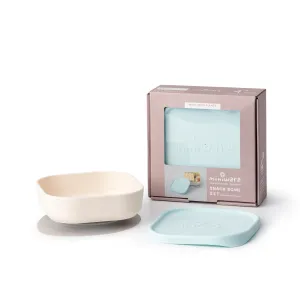 Miniware Snack Bowl Set - PLA Suction Bowl Vanilla   Silicone Cover in Aqua