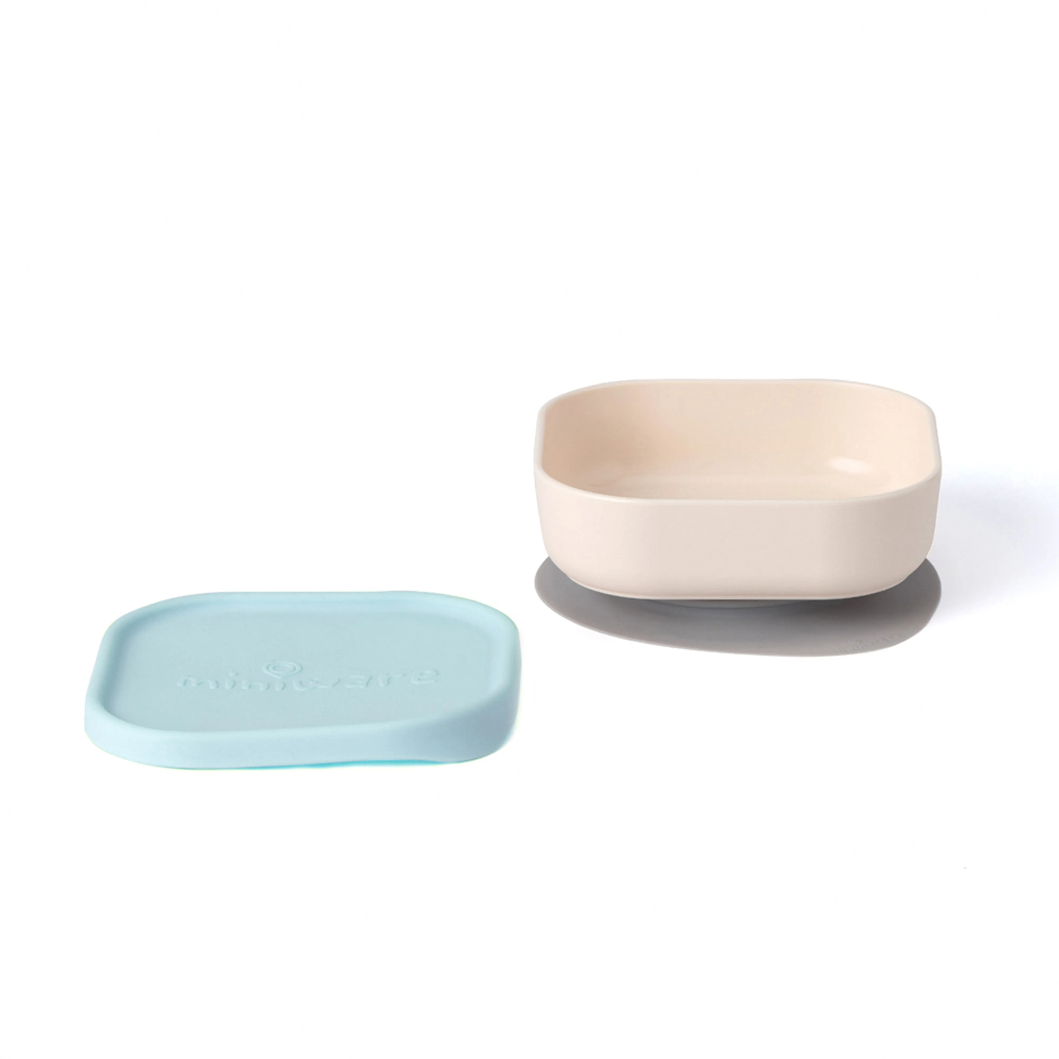 Miniware Snack Bowl Set - PLA Suction Bowl Vanilla   Silicone Cover in Aqua