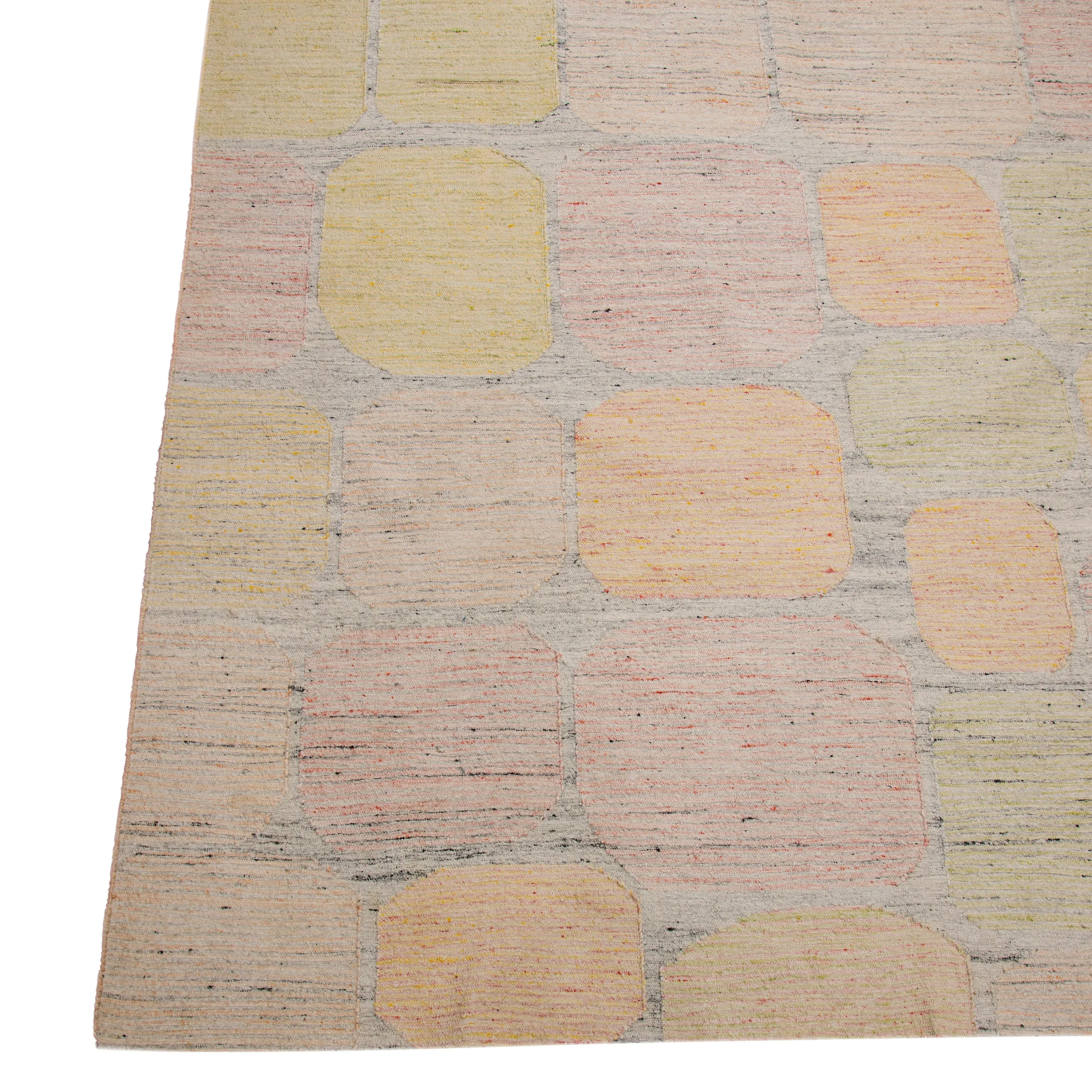Multicolored Swedish Inspired Flatweave Art Silk Rug - 8' x 10'