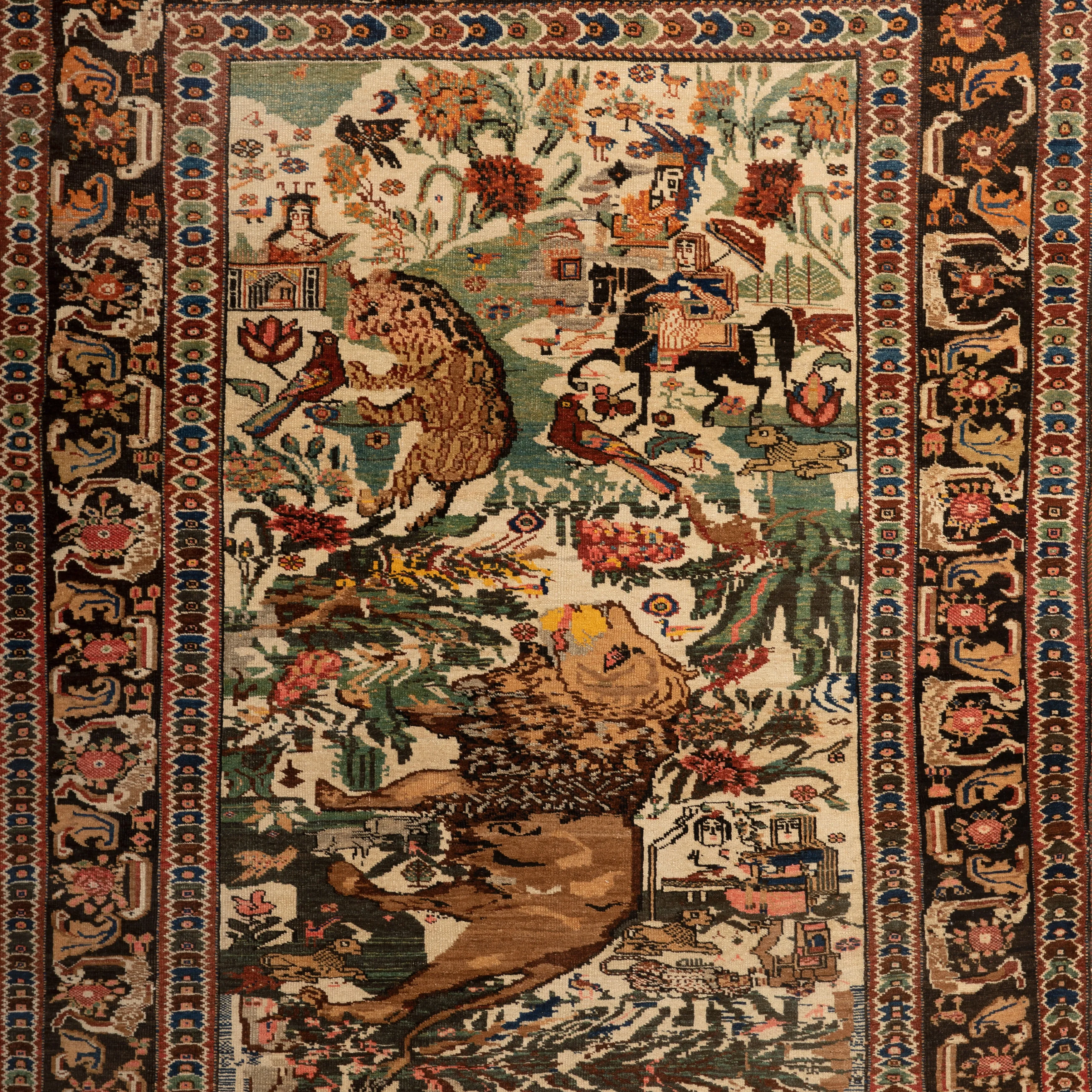 Multicolored Traditional Per Kashgar Rug - 4'7" x 5'11"